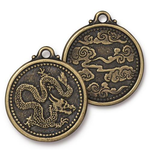 Large Dragon Coin Pendant (3 colors available) - 1 pc.