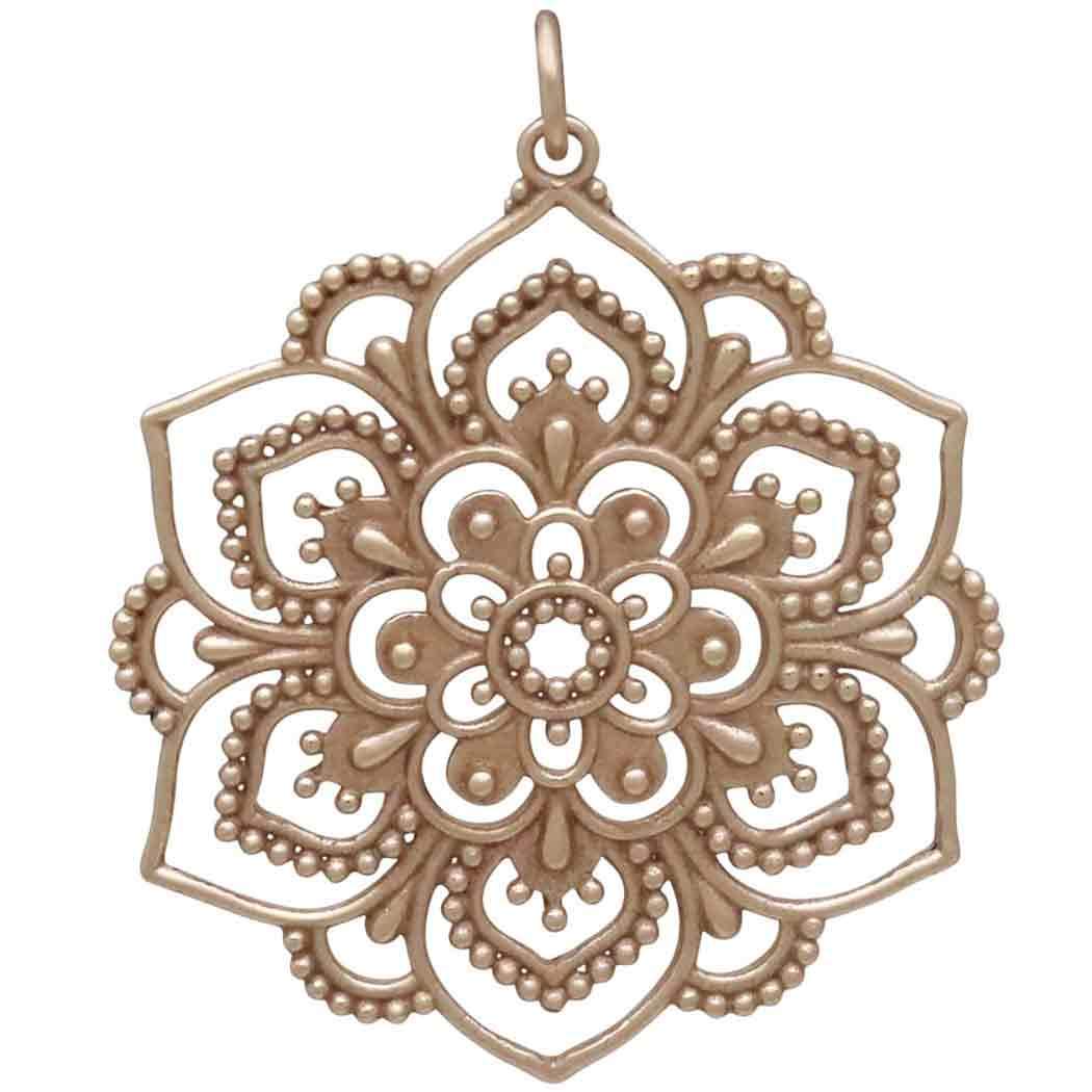 Large Openwork Lotus Mandala Pendant (2 Metal Options Available) - 1 pc.