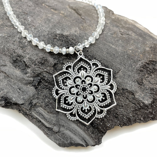 Large Openwork Lotus Mandala Pendant (2 Metal Options Available) - 1 pc.