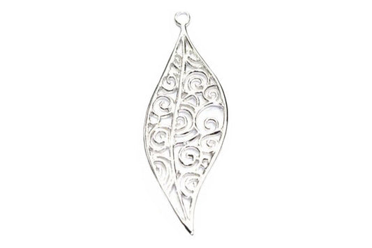 Large Spiral Leaf Charm (Sterling Silver) - 1 pc.