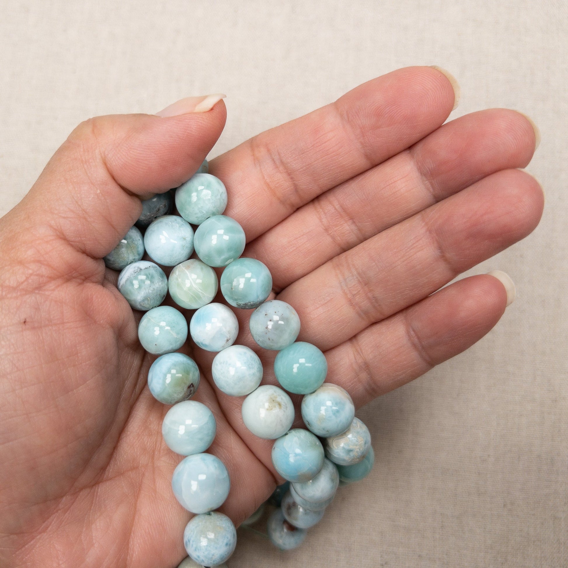 Larimar 11mm Round Bead - 7.5" Strand