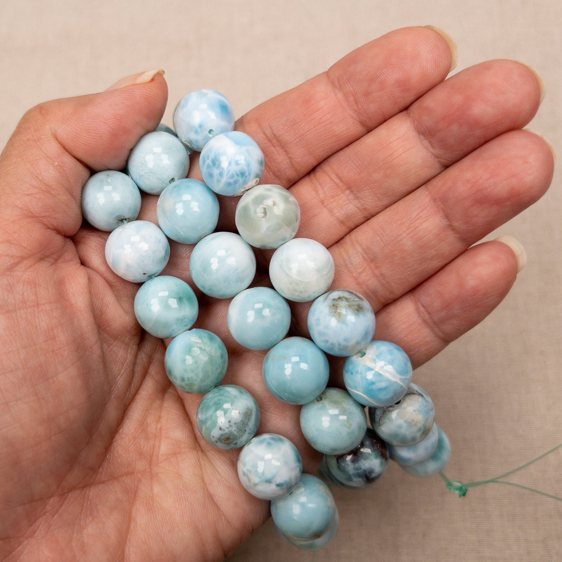 Larimar 13mm Round Bead - 7.5" Strand