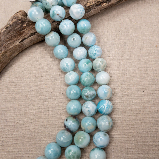 Larimar 13mm Round Bead - 7.5" Strand