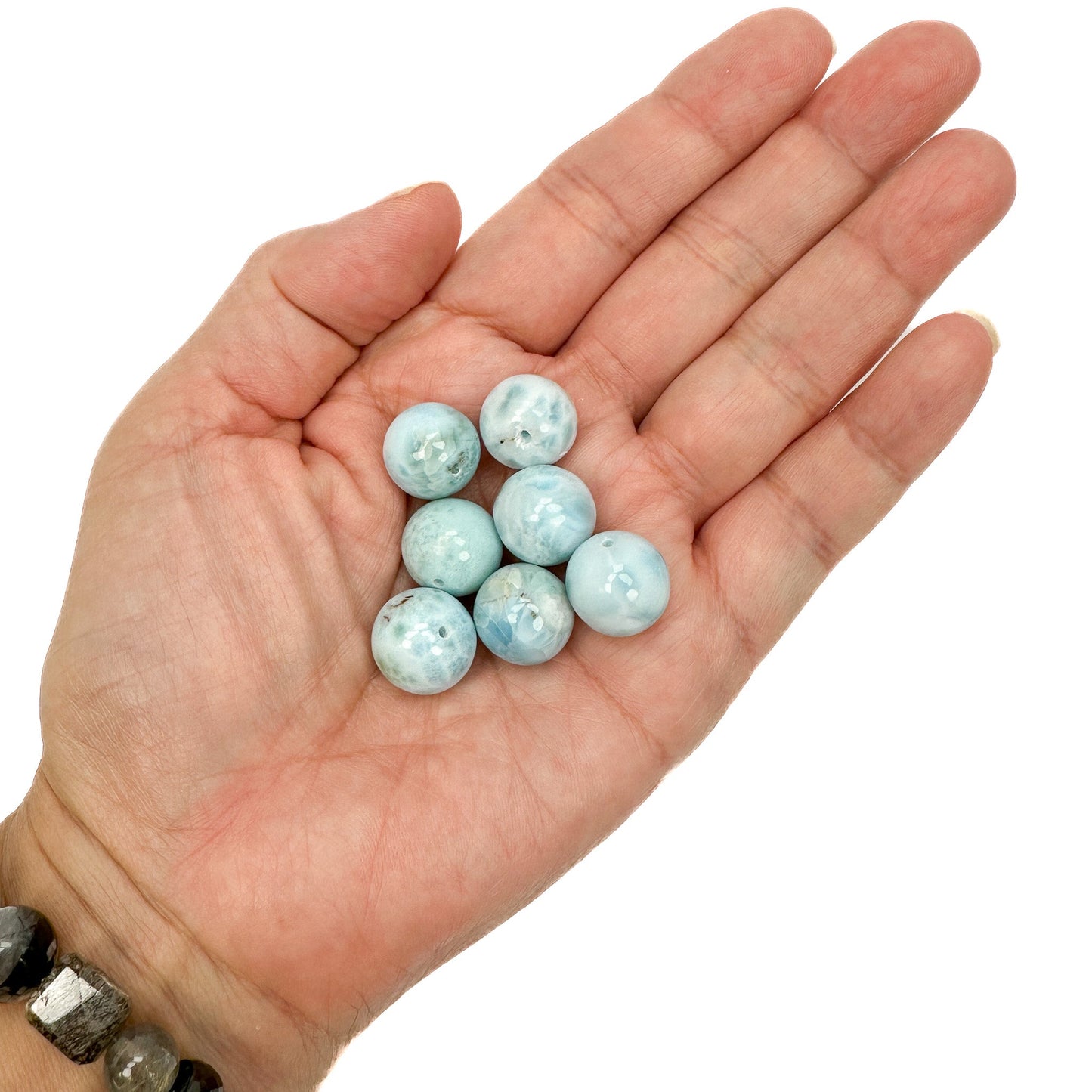 Larimar 13mm Smooth Round Bead - 1 pc.-The Bead Gallery Honolulu