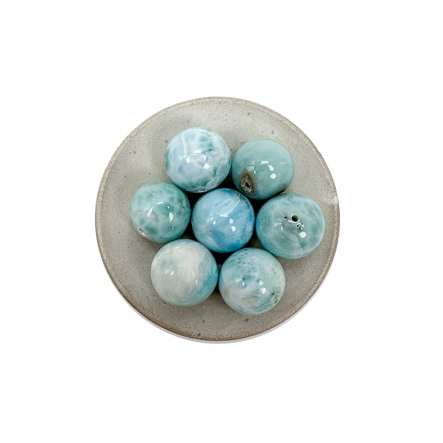 Larimar 16-17mm Round Bead - 1 pc.-The Bead Gallery Honolulu