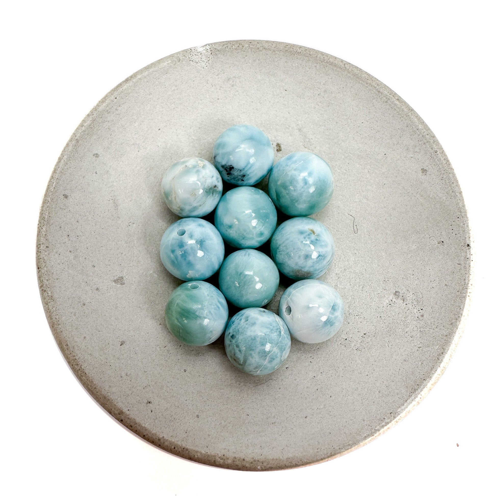 Larimar 9mm Round Bead - 1 pc.-The Bead Gallery Honolulu