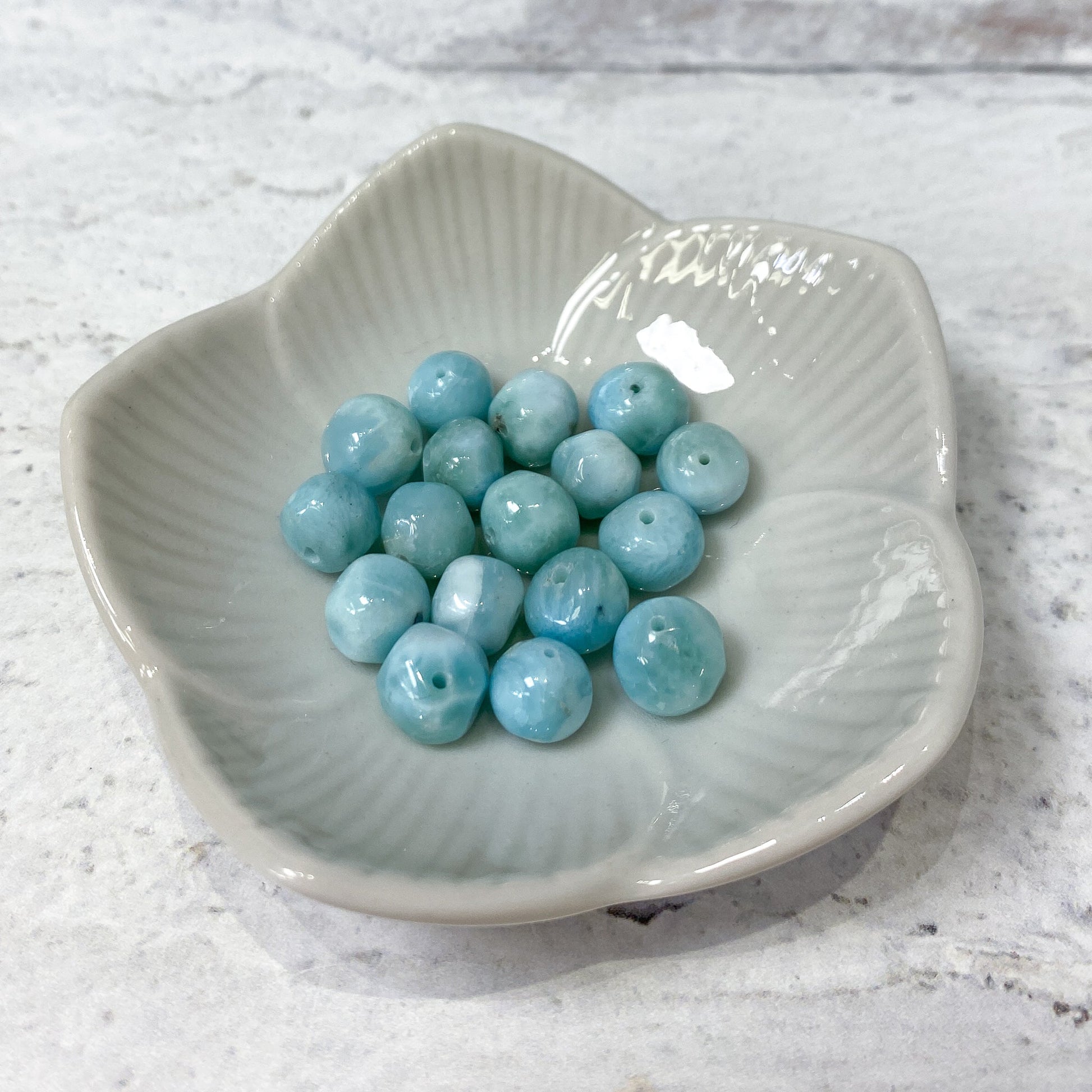 Larimar Bead - 7mm Irregular Soft Round