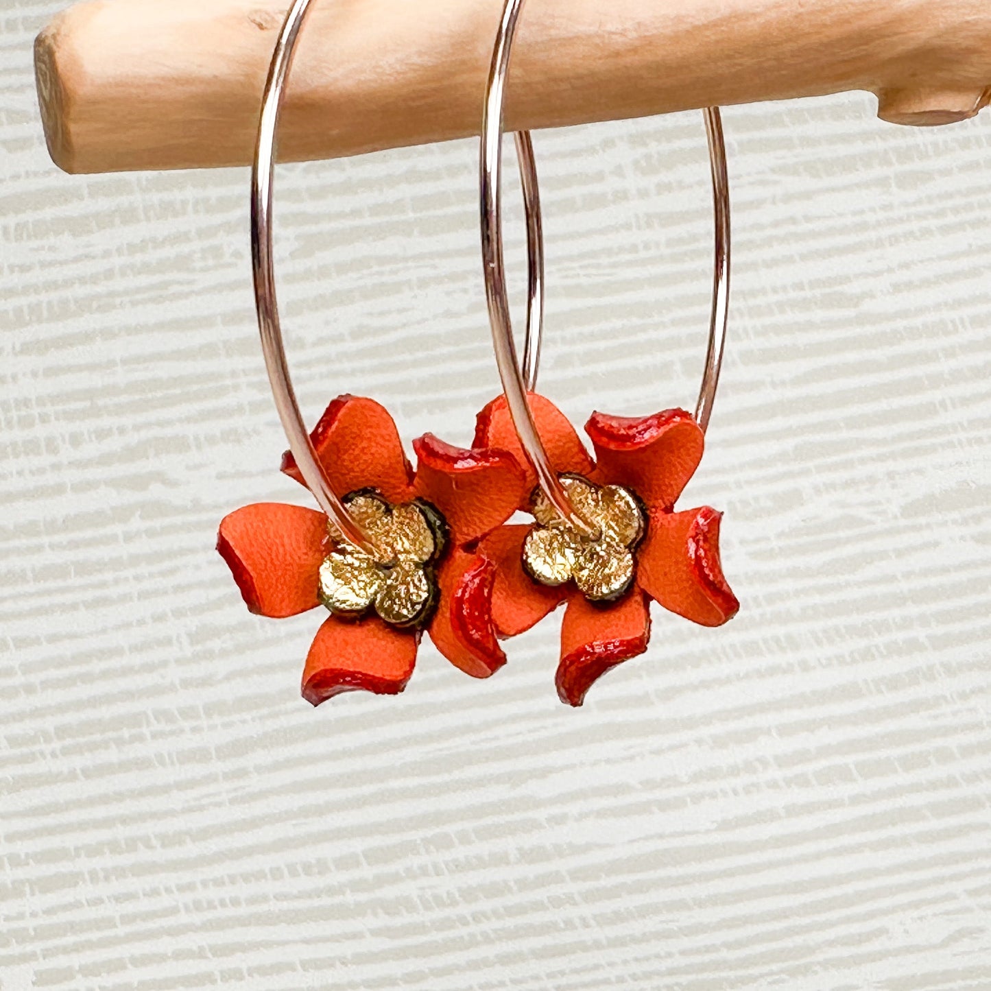 Leather Flower Earrings - 1 pair (J238)