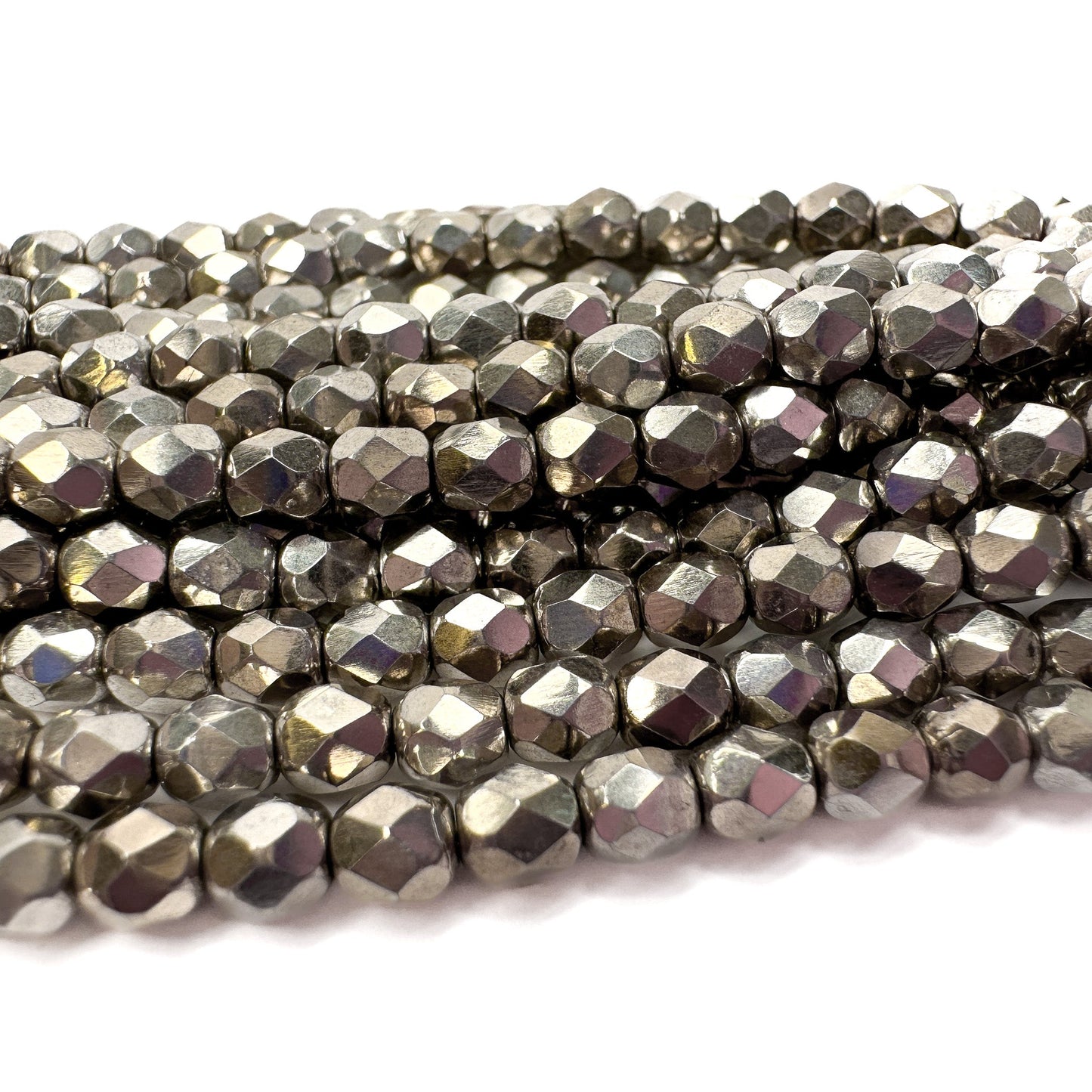 Light Chrome Luster 4mm Faceted Glass Bead - 50 pcs.-The Bead Gallery Honolulu