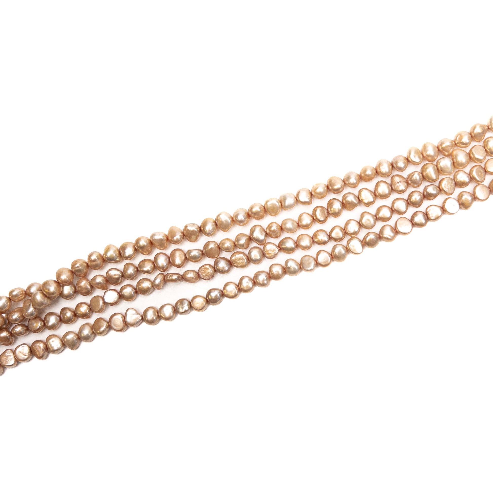 Light Coffee 8mm Side-Drilled Nugget Freshwater Pearl Bead - 7.75" Strand