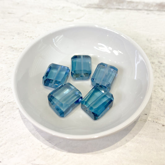 London Blue Topaz 12mm x 9mm Simple Cut Faceted Lozenge Bead - 1 pc.