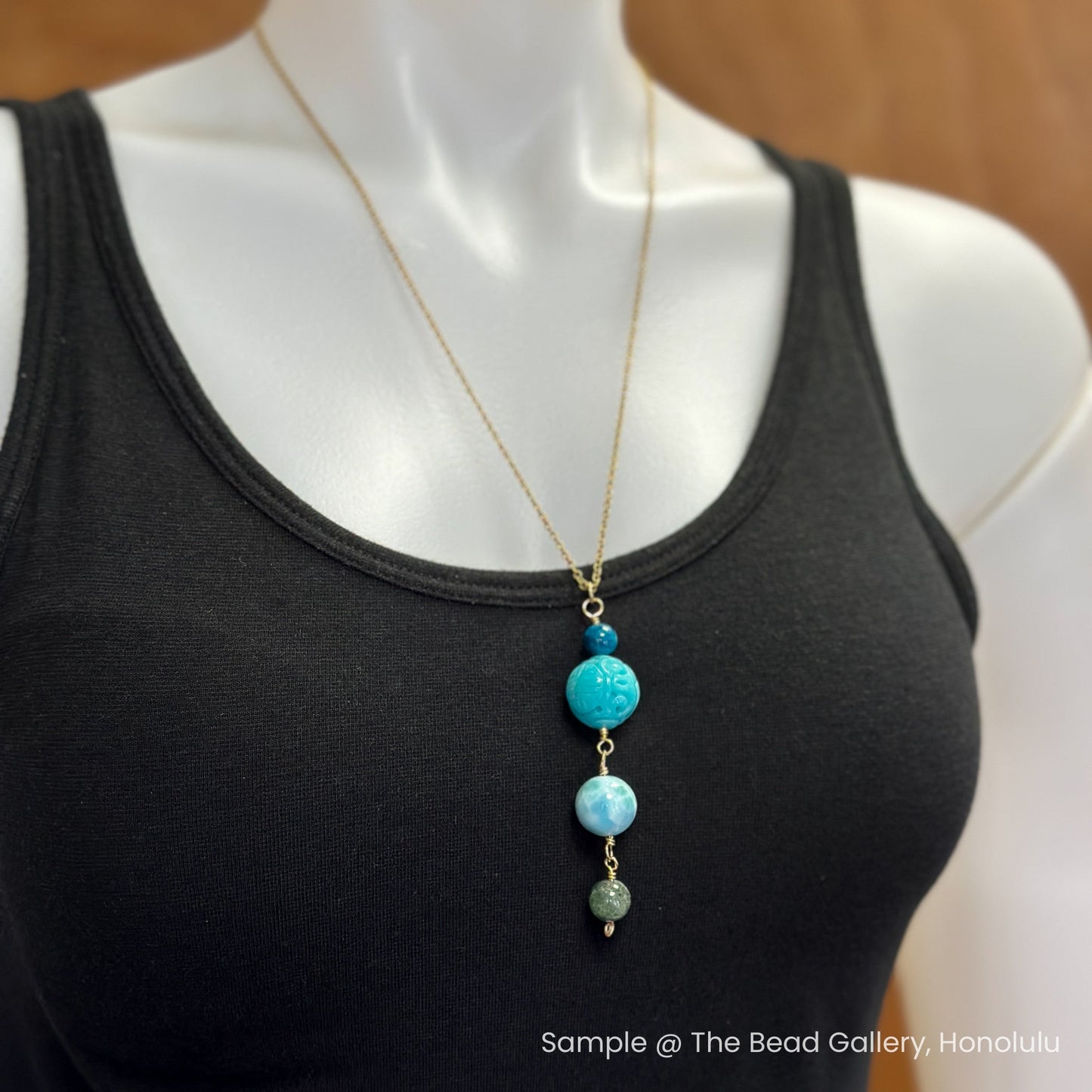 Luxe Mix: Apatite, Amazonite, Larimar, and Green Kyanite Mala Beads - 4 pcs. (MIX089)