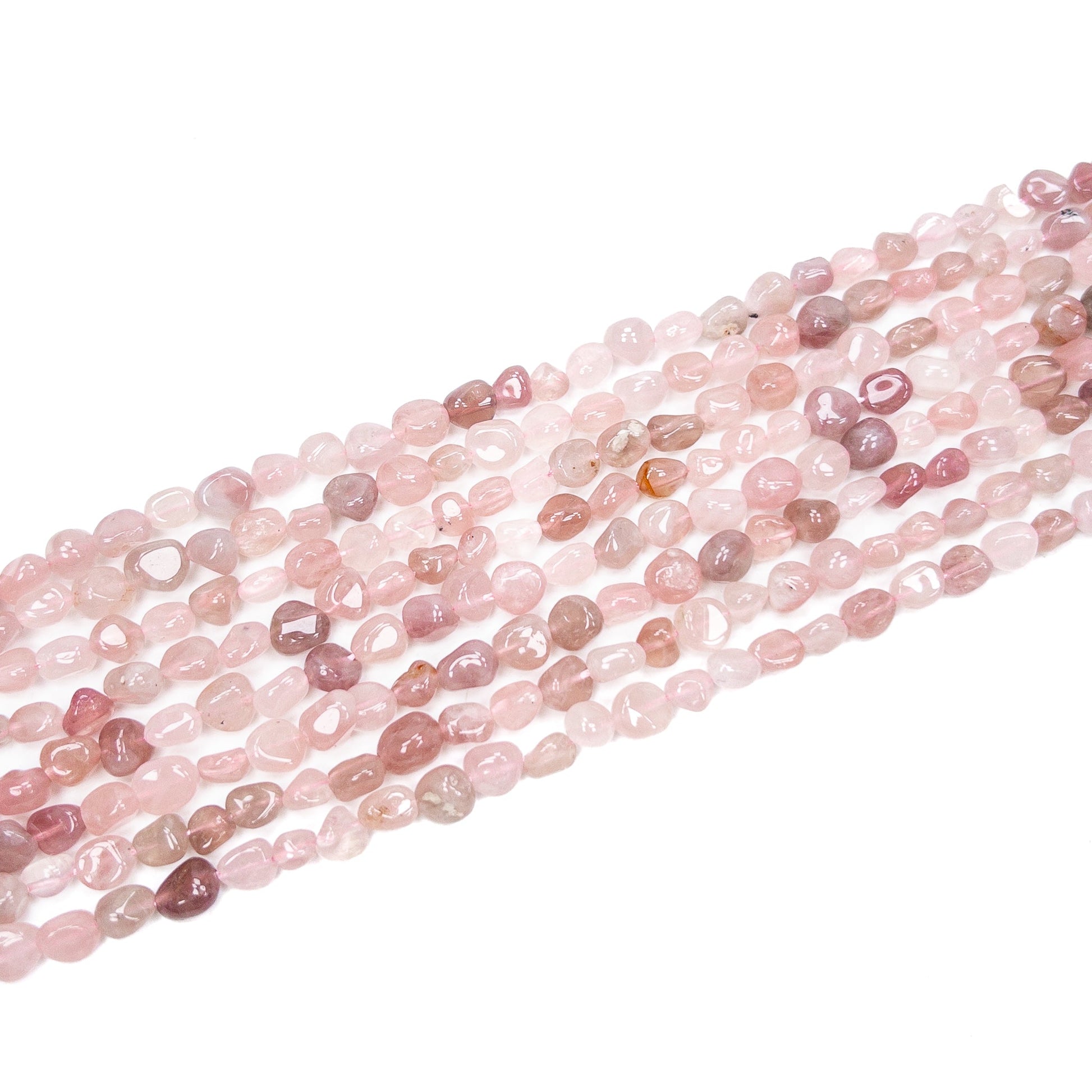 Madagascar Rose Quartz Small Tumbled Nugget Bead - 7.5" Strand