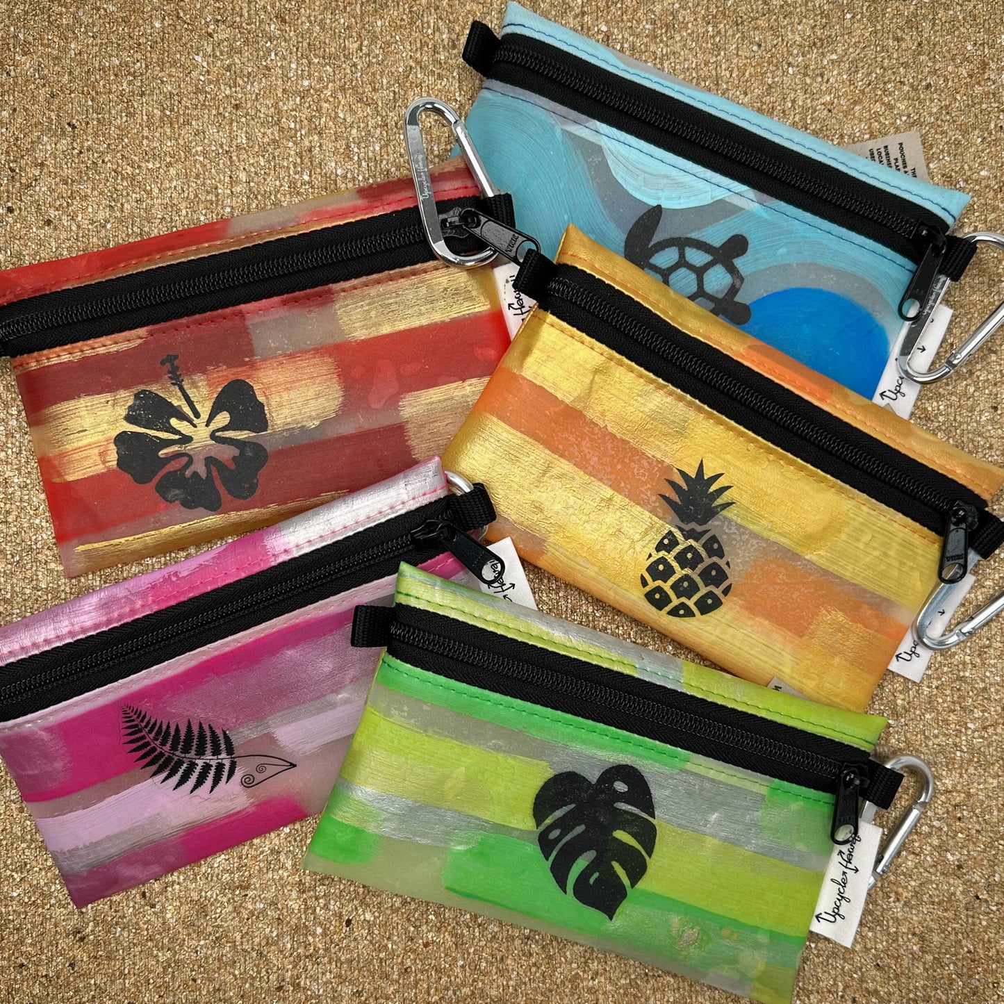 MADE IN HAWAII Recycled Plastic Zip Pouch with Pearl and Charm (5 Color Options) - 1 pc.-The Bead Gallery Honolulu