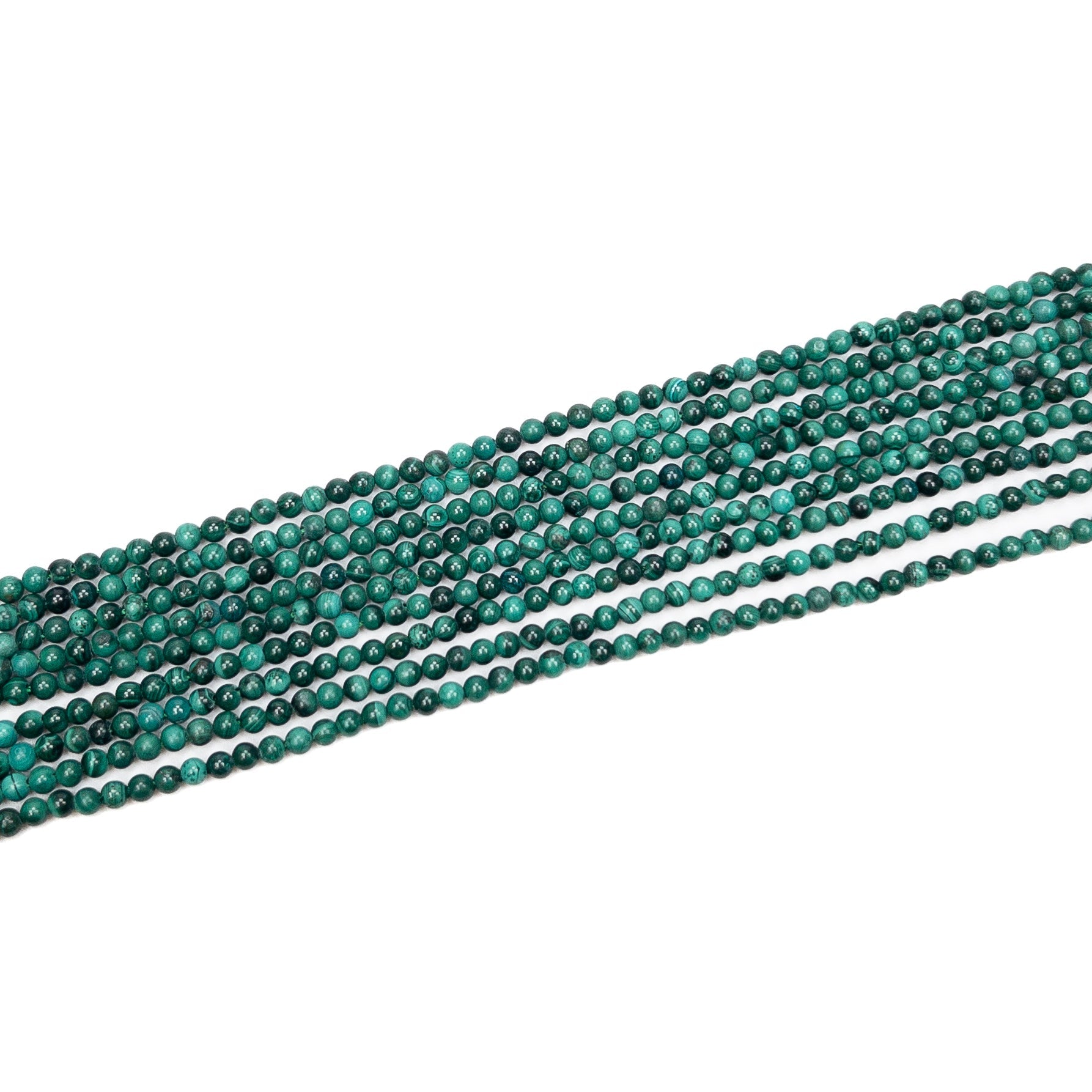 Malachite 3mm Smooth Round Bead - 8" Strand