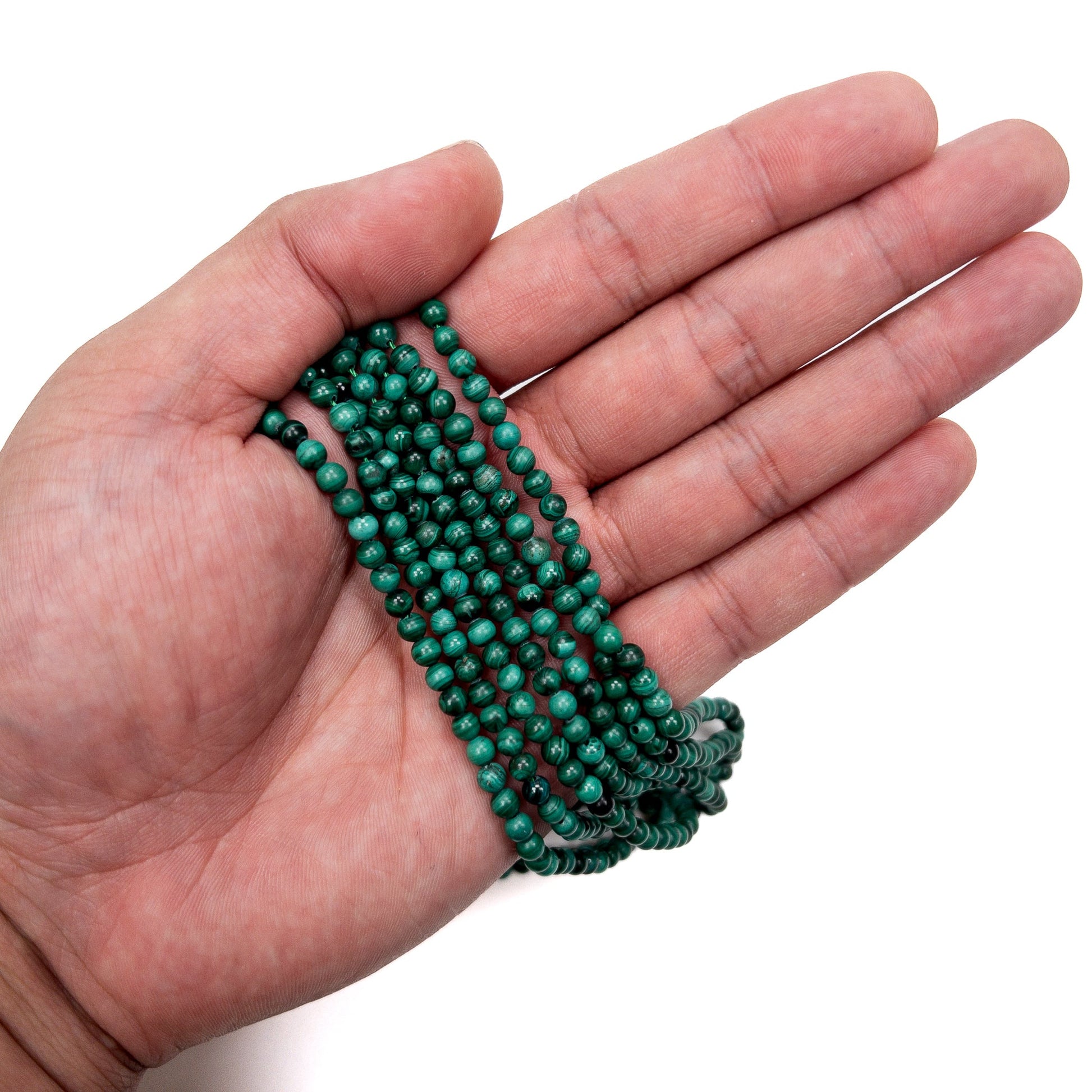 Malachite 4mm Smooth Round Bead - 8" Strand