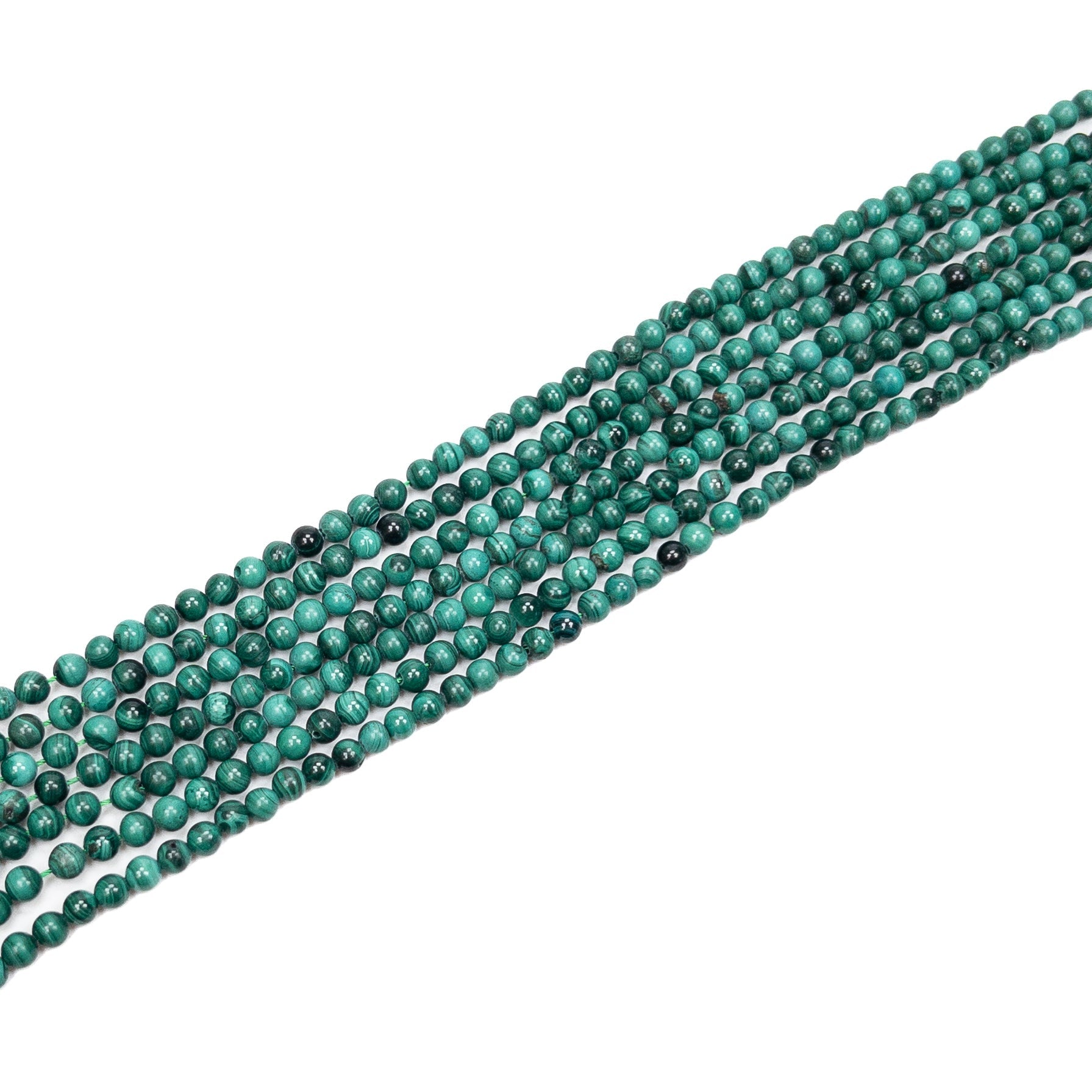 Malachite 4mm Smooth Round Bead - 8" Strand