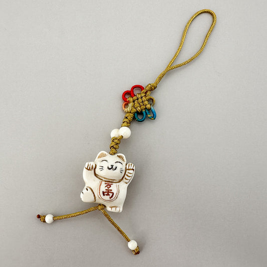 Maneki Neko (Cat) 16x19mm Carved Bone Charm - 1 pc. (P2948)