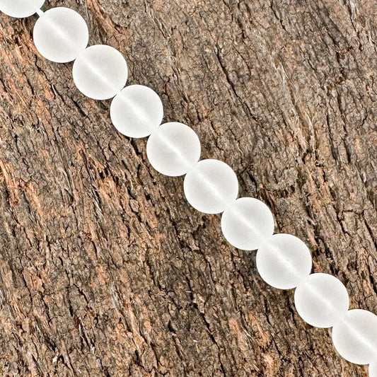 Matte Crystal Quartz 12mm Round Bead - 7.5" Strand-The Bead Gallery Honolulu