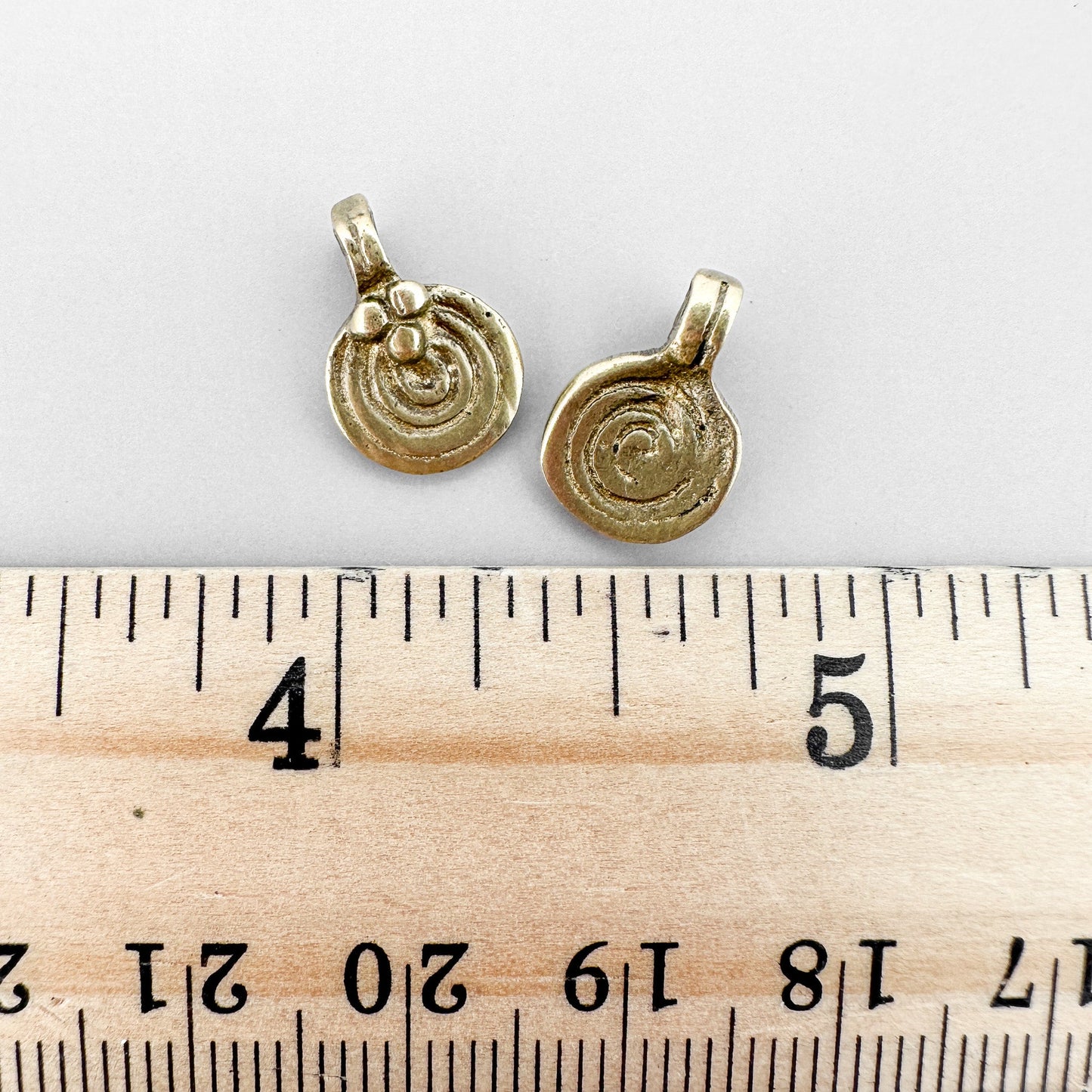 Medium 9mm Rustic Brass Spiral Pendant  - 2 pcs. (M1860)