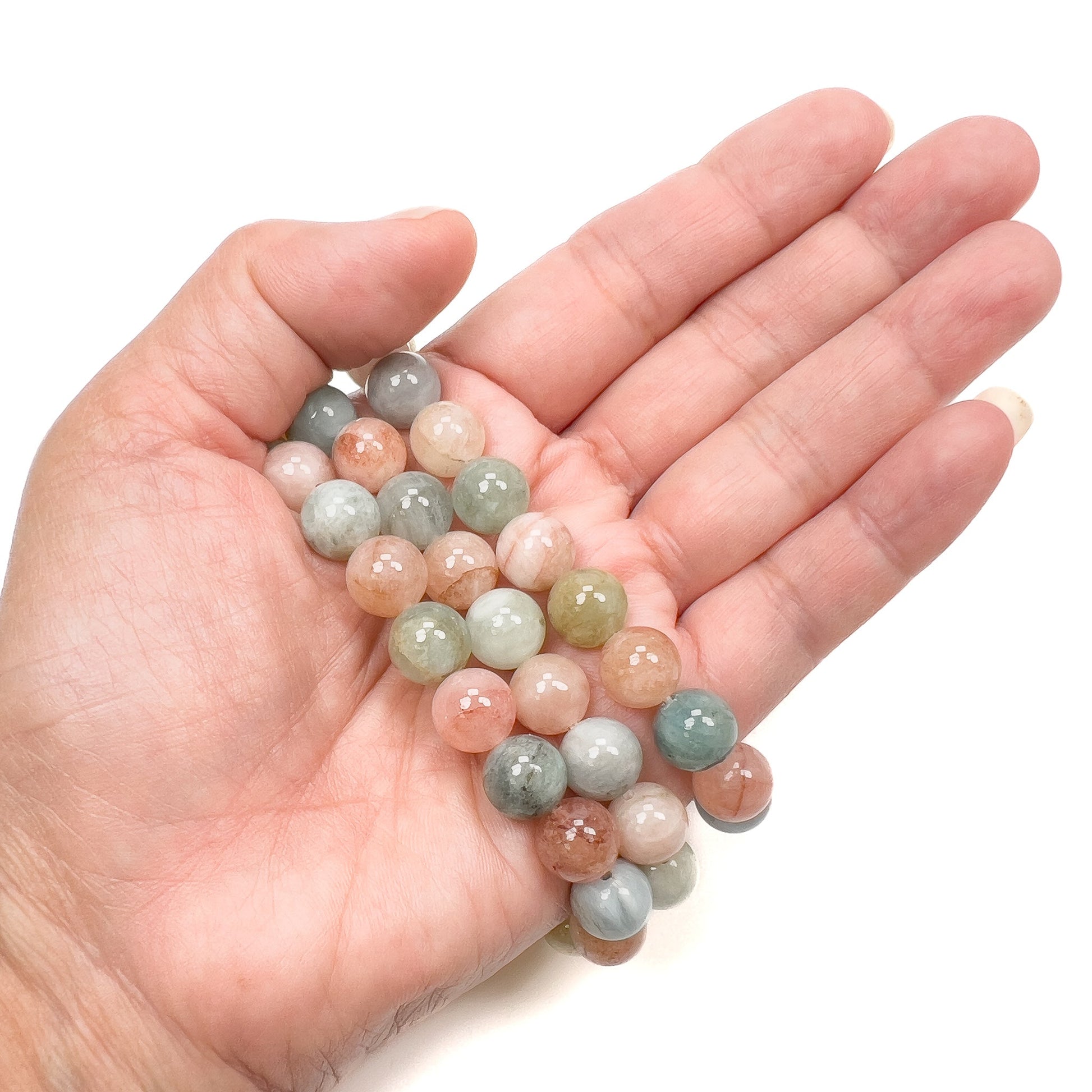 Mixed Beryl 10mm Round Bead Stretchy Bracelet