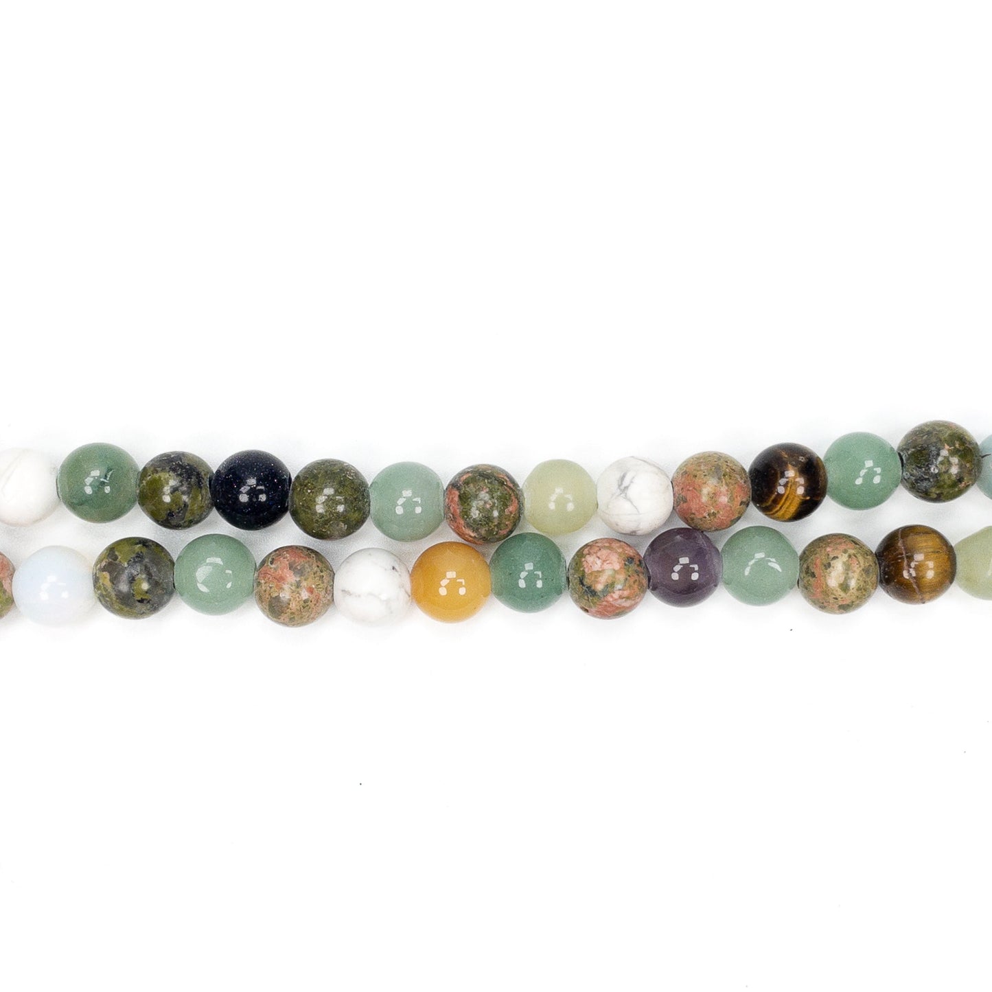 Mixed Gemstone 10mm Large Hole Rustic Round Bead - 15.5" Strand