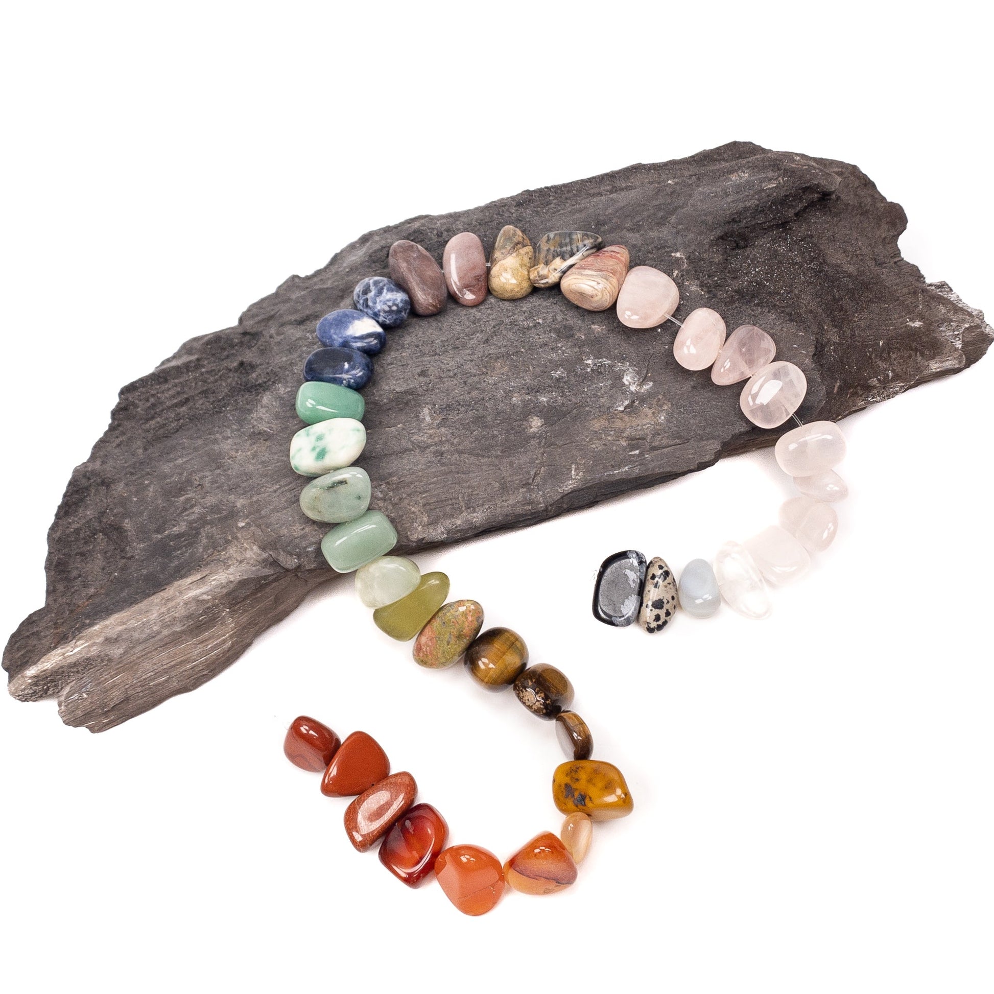 Mixed Gemstone 16-18mm Flat Tumbled Nugget Bead - 7.5" Strand