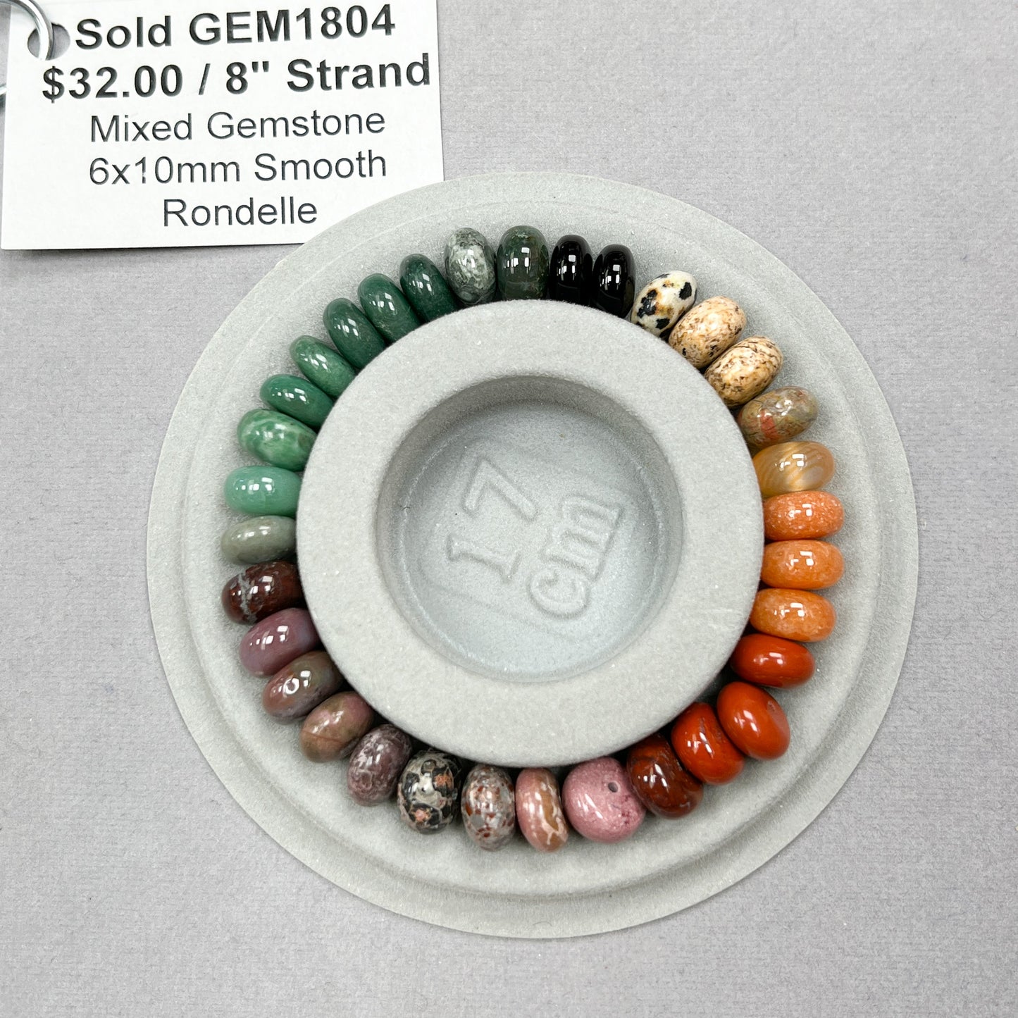 Mixed Gemstone 6x10mm Smooth Rondelle Bead - 8" Strand