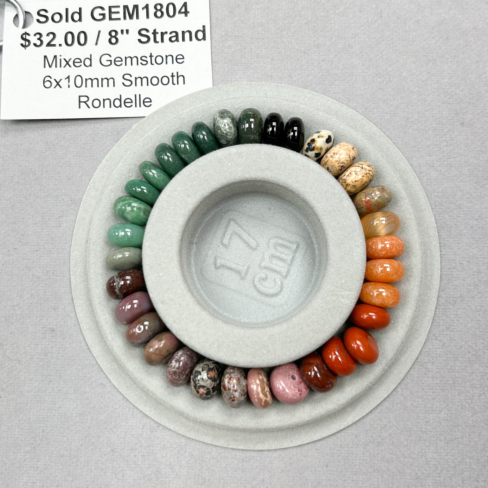 Mixed Gemstone 6x10mm Smooth Rondelle Bead - 8" Strand