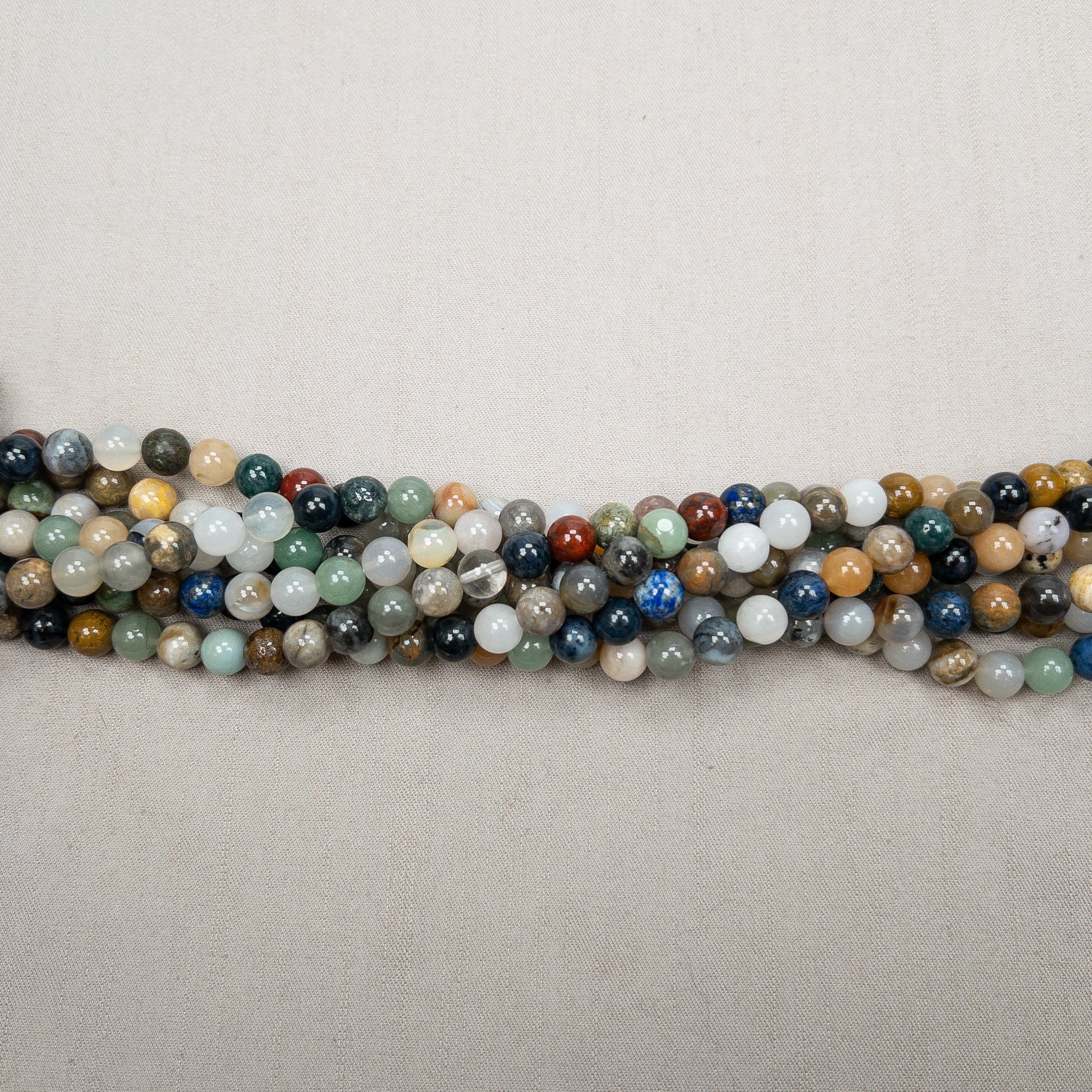 Mixed Gemstone 8mm Round Bead - 7.5" Strand