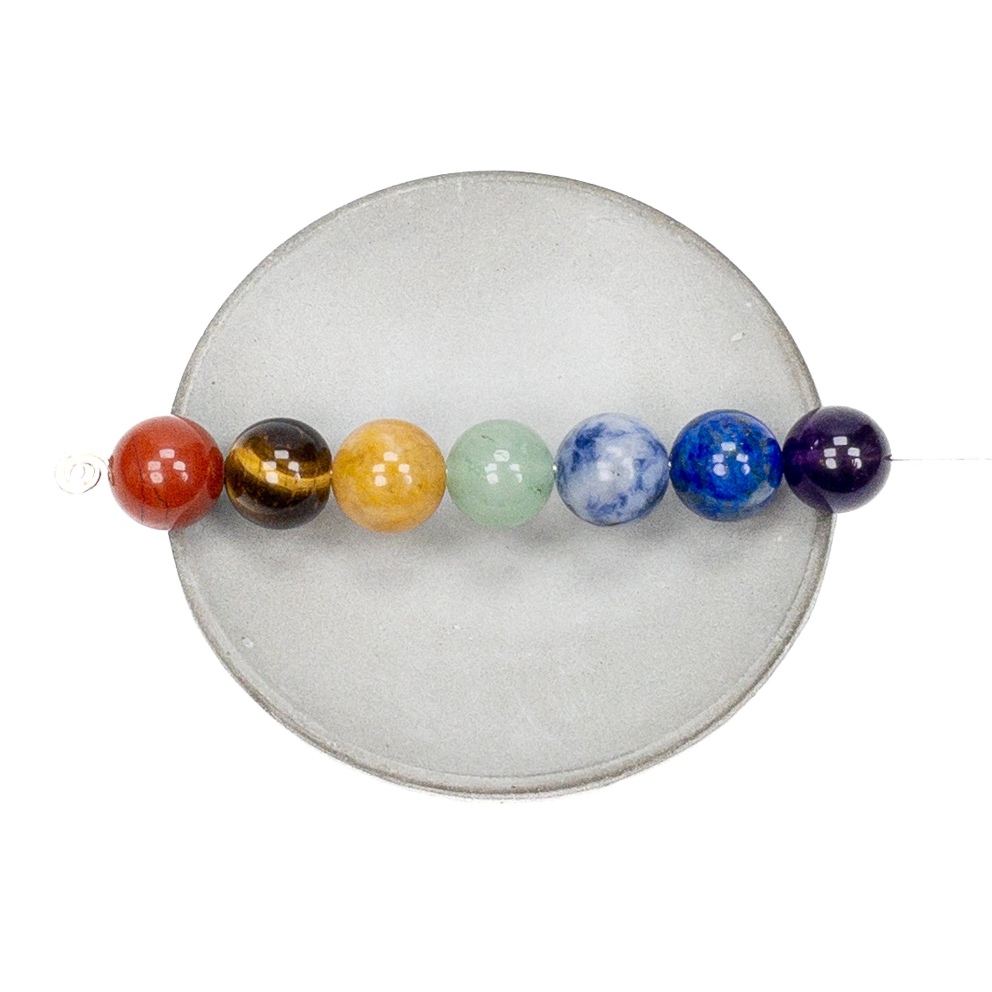 Mixed Gemstone Dark Rainbow Chakra 10mm Round Bead Set - 7 pcs.