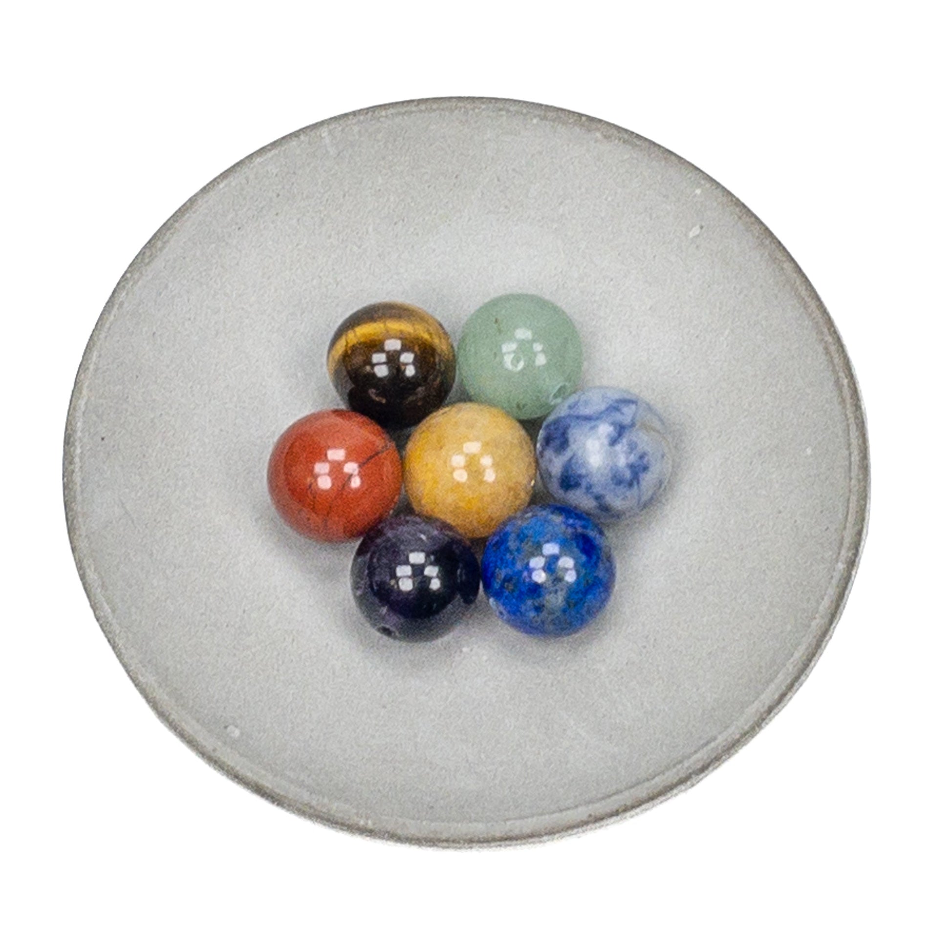 Mixed Gemstone Dark Rainbow Chakra 10mm Round Bead Set - 7 pcs.