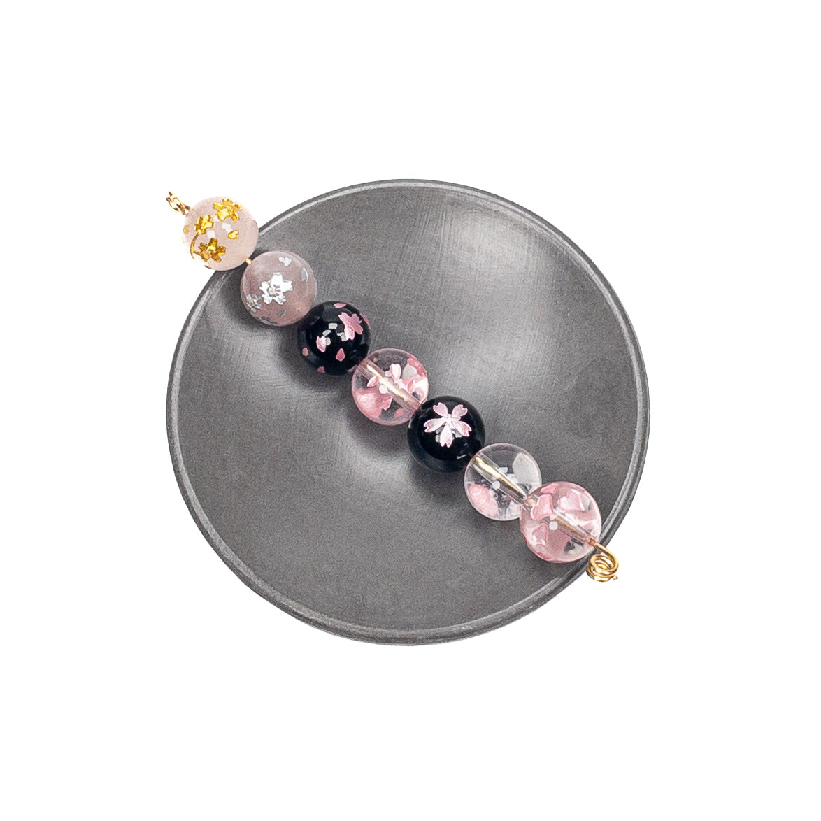 Mixed Gemstone Sakura Blossoms & Branches 10mm Round Bead Mix - 6 pcs.