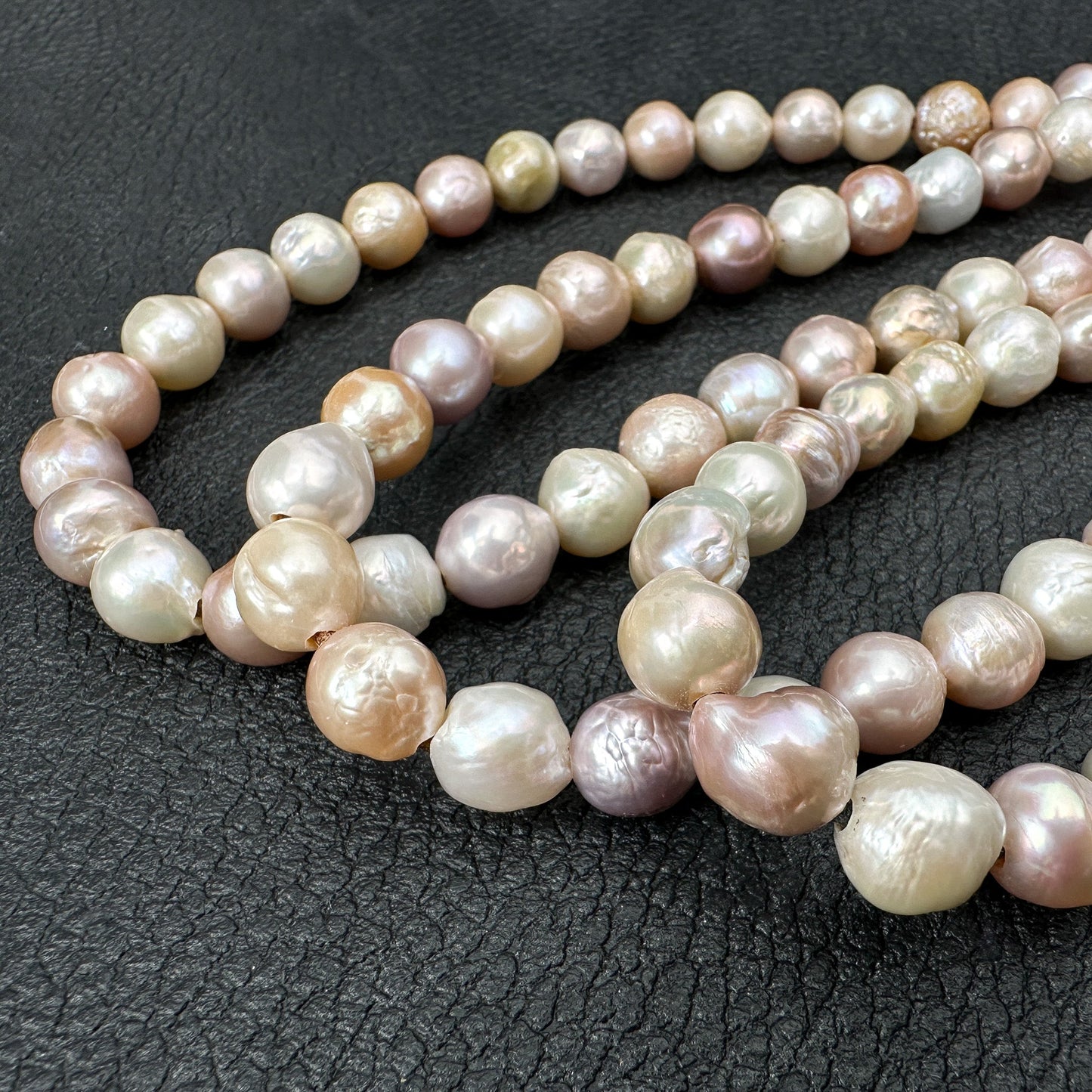 Mixed Natural Color 9-10mm Baroque Semi-Round with Large Hole Freshwater Pearl Bead (GEM1814/P2443)