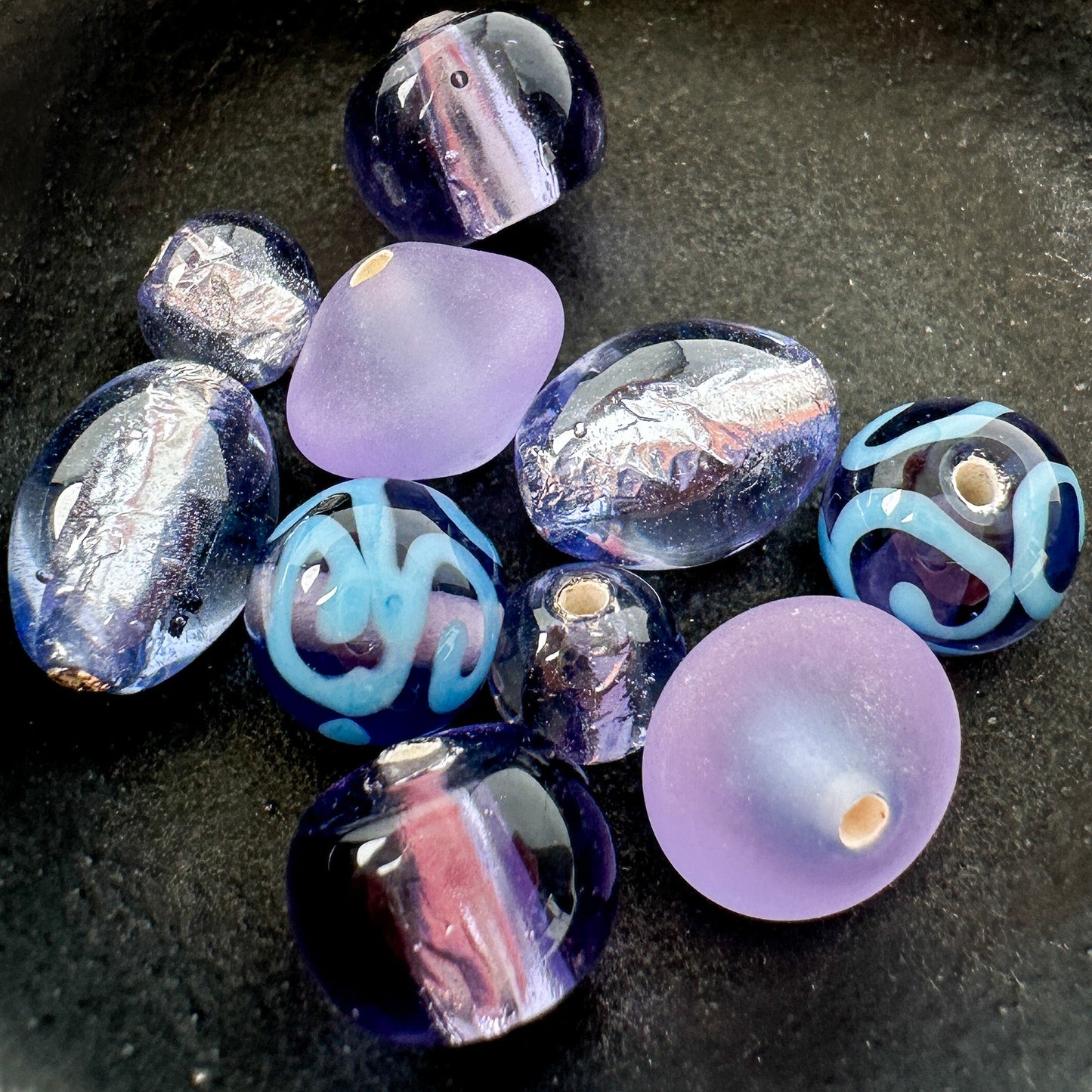 Mostly Monochrome Czech Lampwork Glass Bead Mix (11 Options) - 10 pcs.