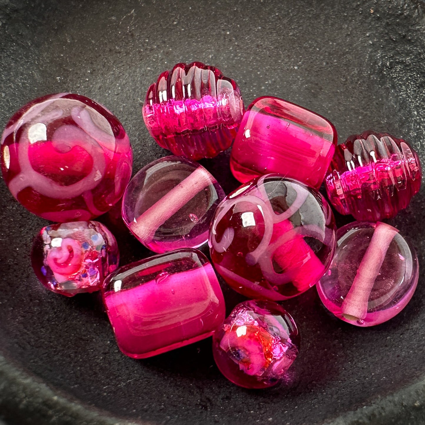 Mostly Monochrome Czech Lampwork Glass Bead Mix (11 Options) - 10 pcs.