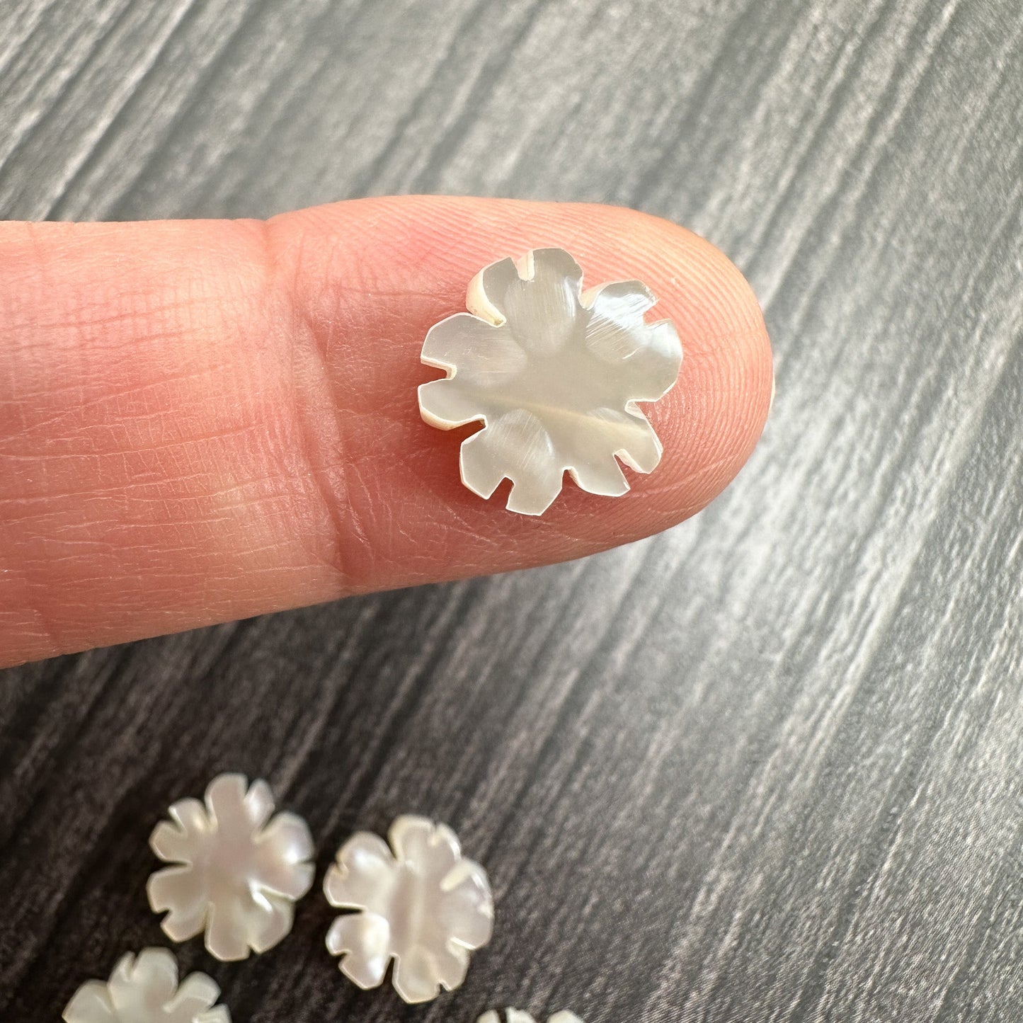 Mother of Pearl Shell 10mm Flat Cherry Blossom Bead - 1 pc. (P2359)