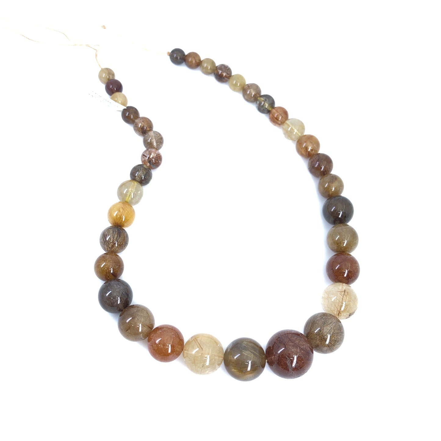 Multicolor Rutilated Quartz 8-20mm Graduated Smooth Round Bead - 15" Strand