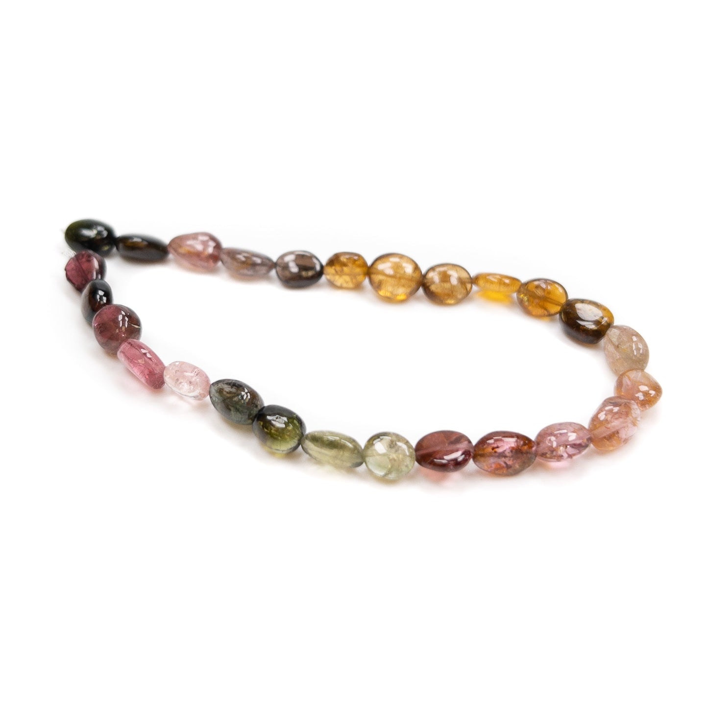 Multicolor Tourmaline Smooth Oval Bead - 7.5" Strand