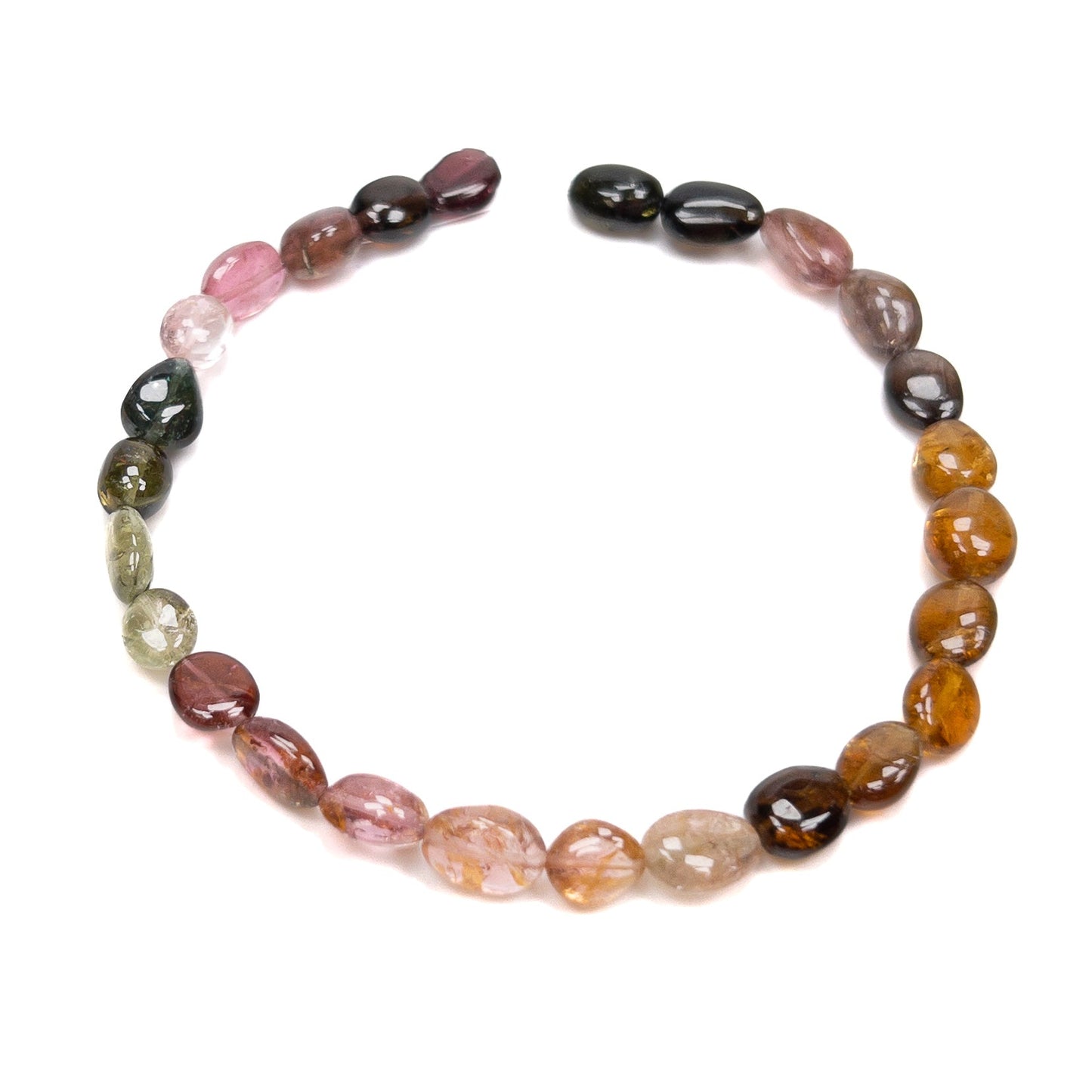 Multicolor Tourmaline Smooth Oval Bead - 7.5" Strand