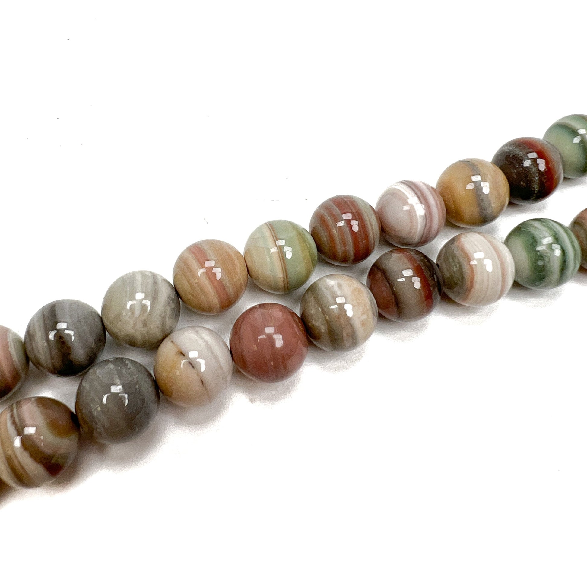 Multicolored Saturn Chalcedony 11mm Round Bead - 7.5" Strand