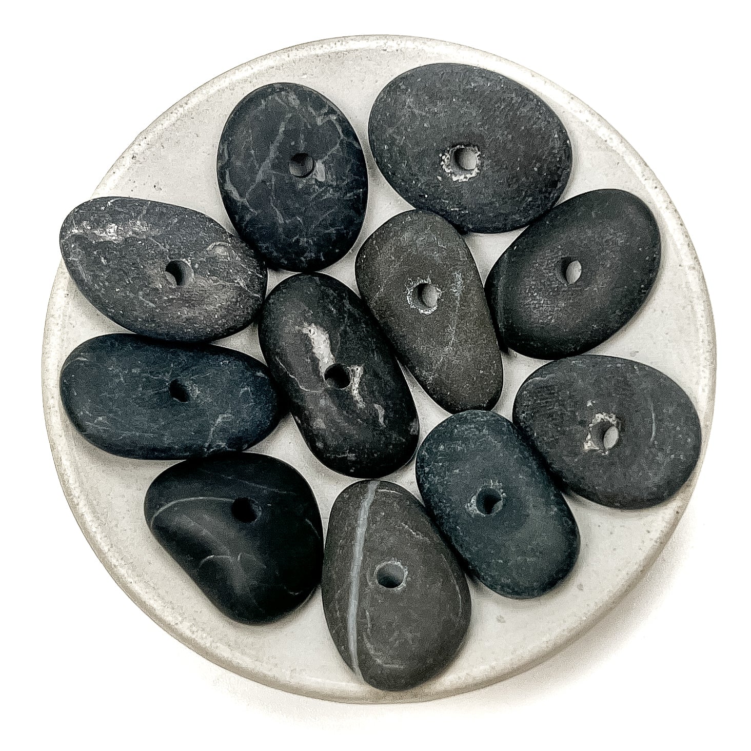 Natural Beach Pebbles Center Drill Flat Freeform Disc - 1 pc.