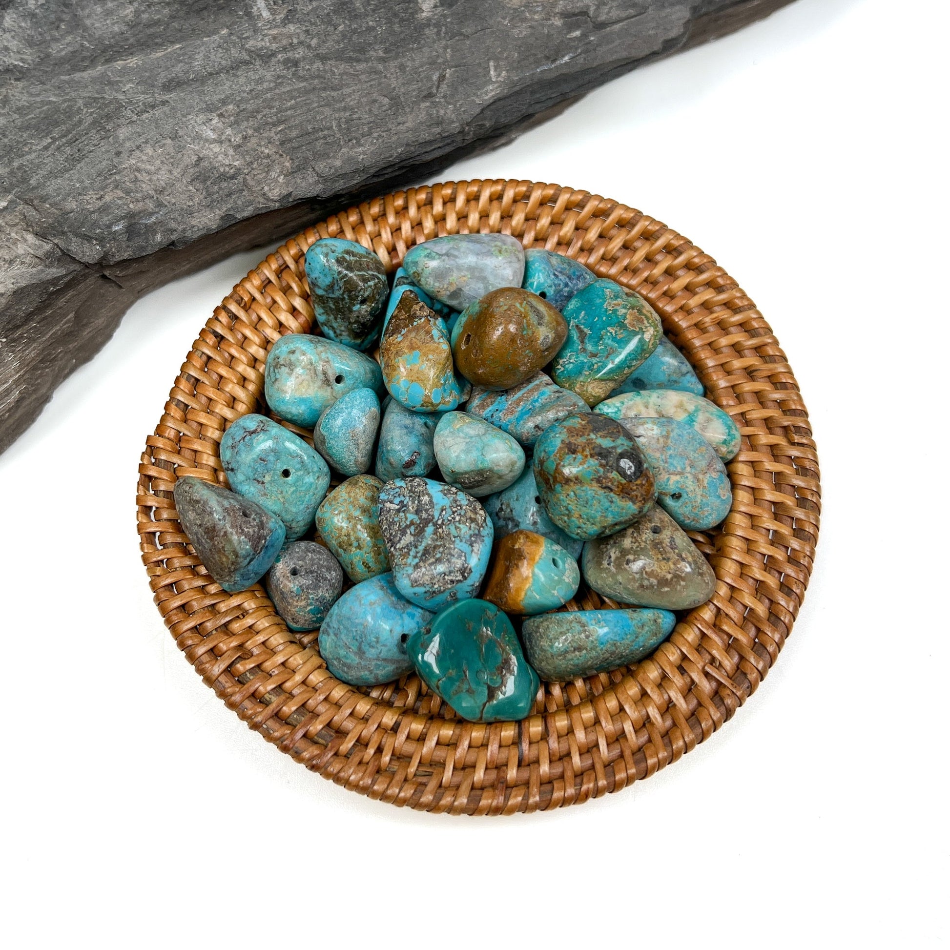 North American Turquoise Medium Tumbled Nugget Bead - 5 pcs.