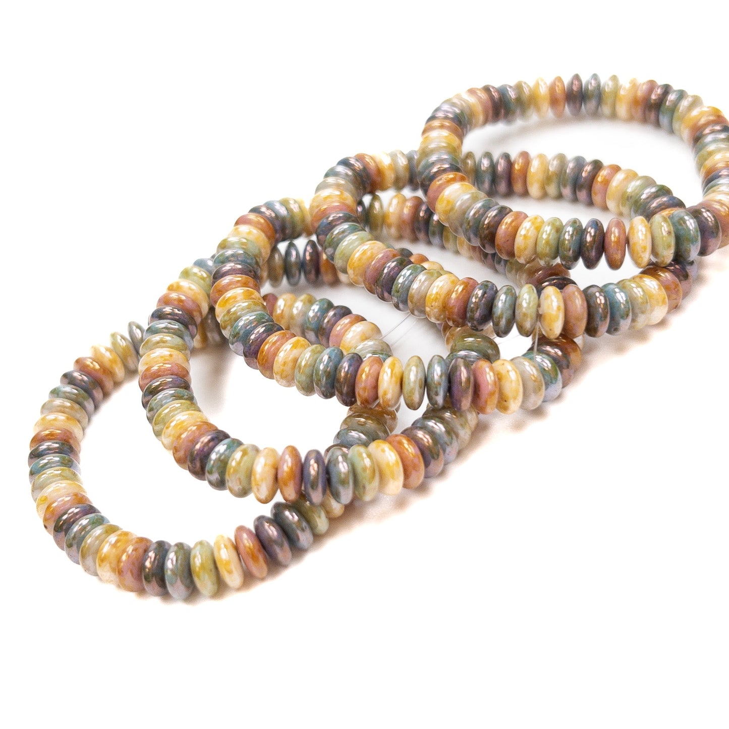 Opaque Stone Finish Rainbow Mix 6mm Disk Spacer Glass Bead - 50 pcs.