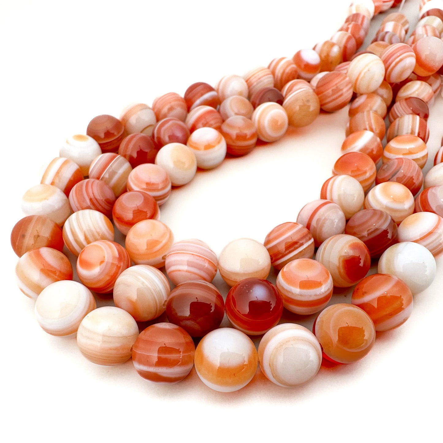 Orange Banded Agate Smooth Round Bead (2 Size Options)- 1 pc. (P3217)