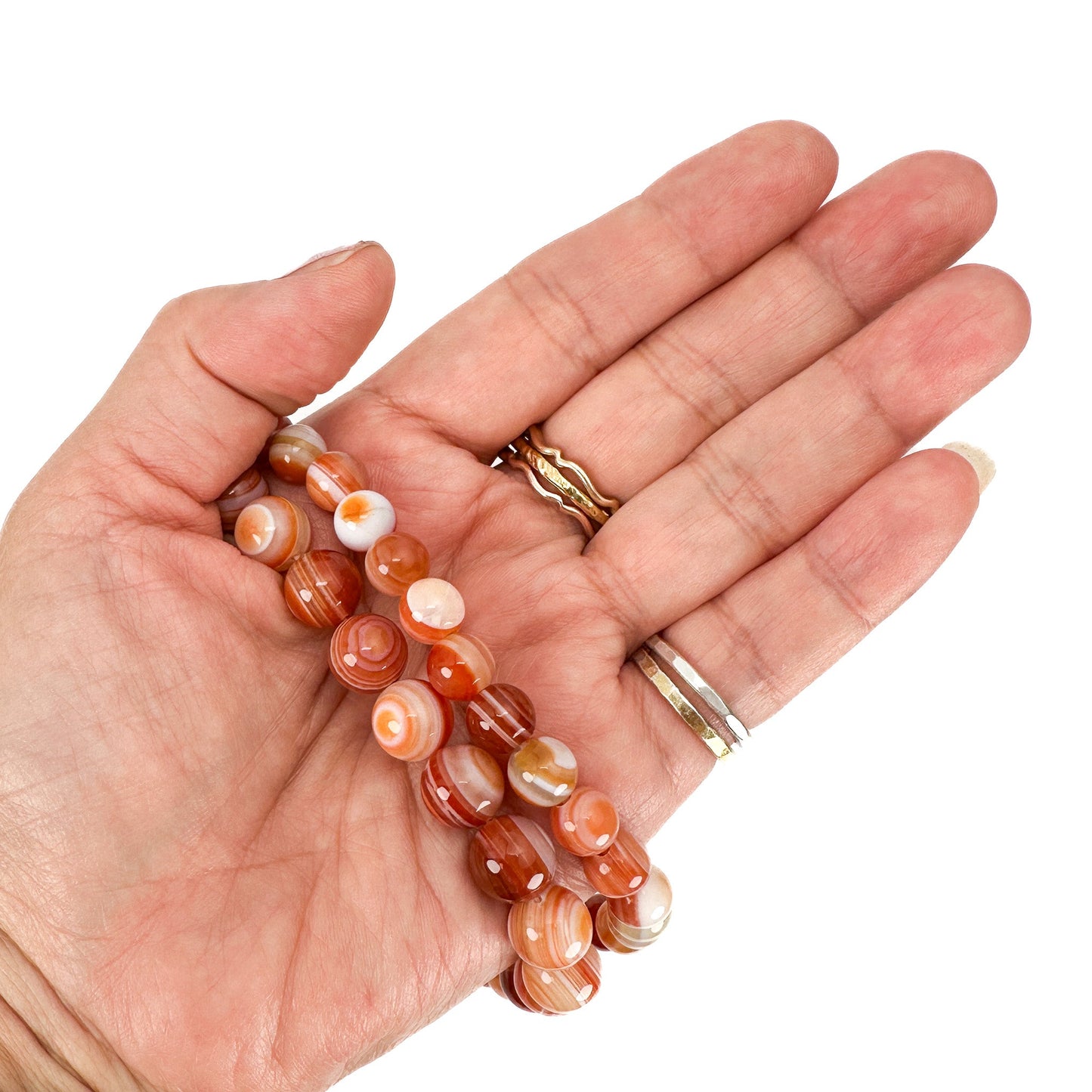 Orange Banded Agate Smooth Round Bead (2 Size Options)- 1 pc. (P3217)