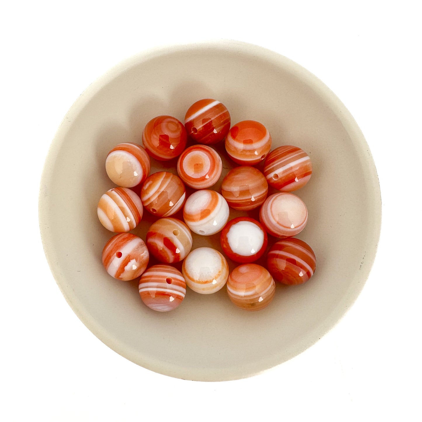 Orange Banded Agate Smooth Round Bead (2 Size Options)- 1 pc. (P3217)