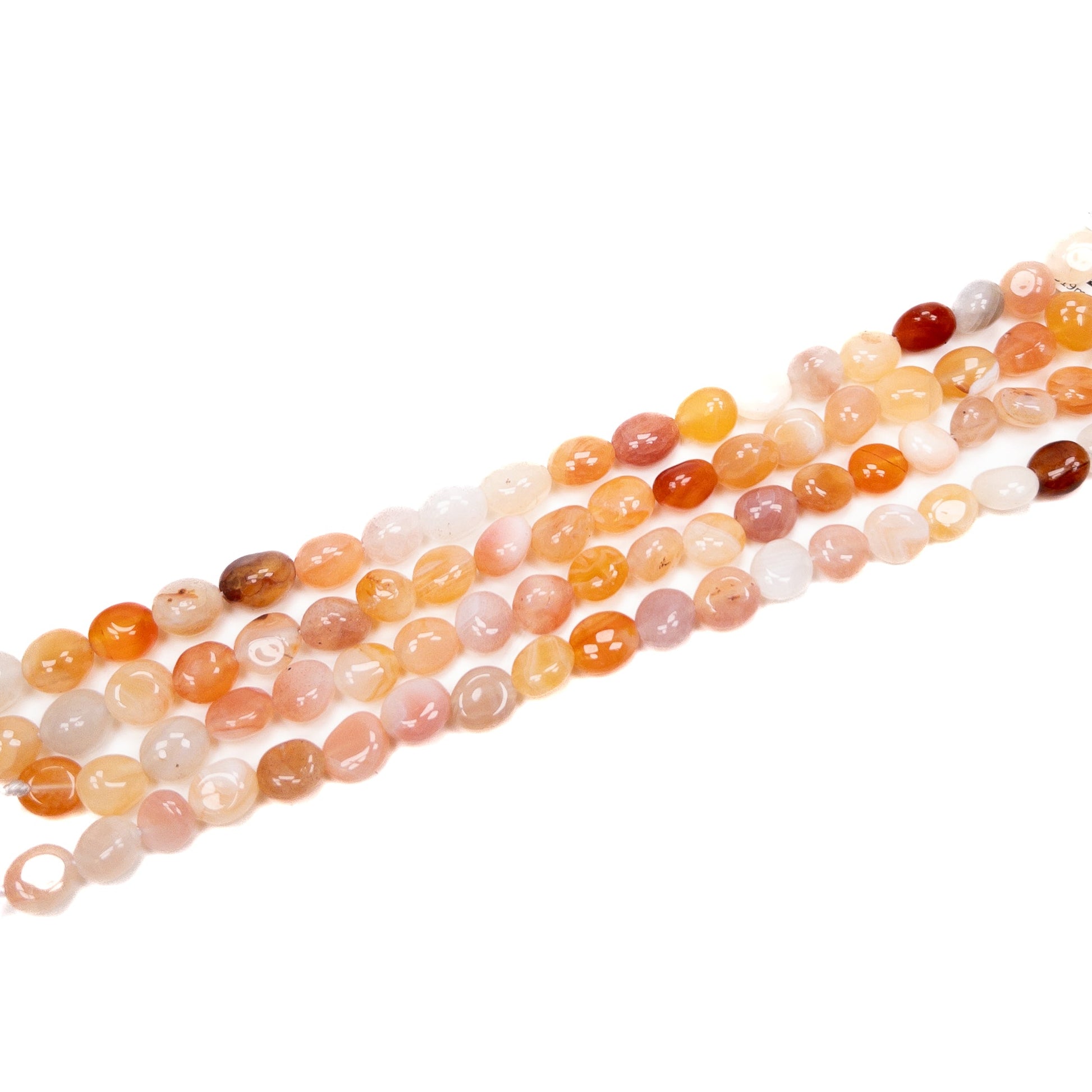 Orange Botswana Agate 8mm Tumbled Nugget Bead - 7.5" Strand