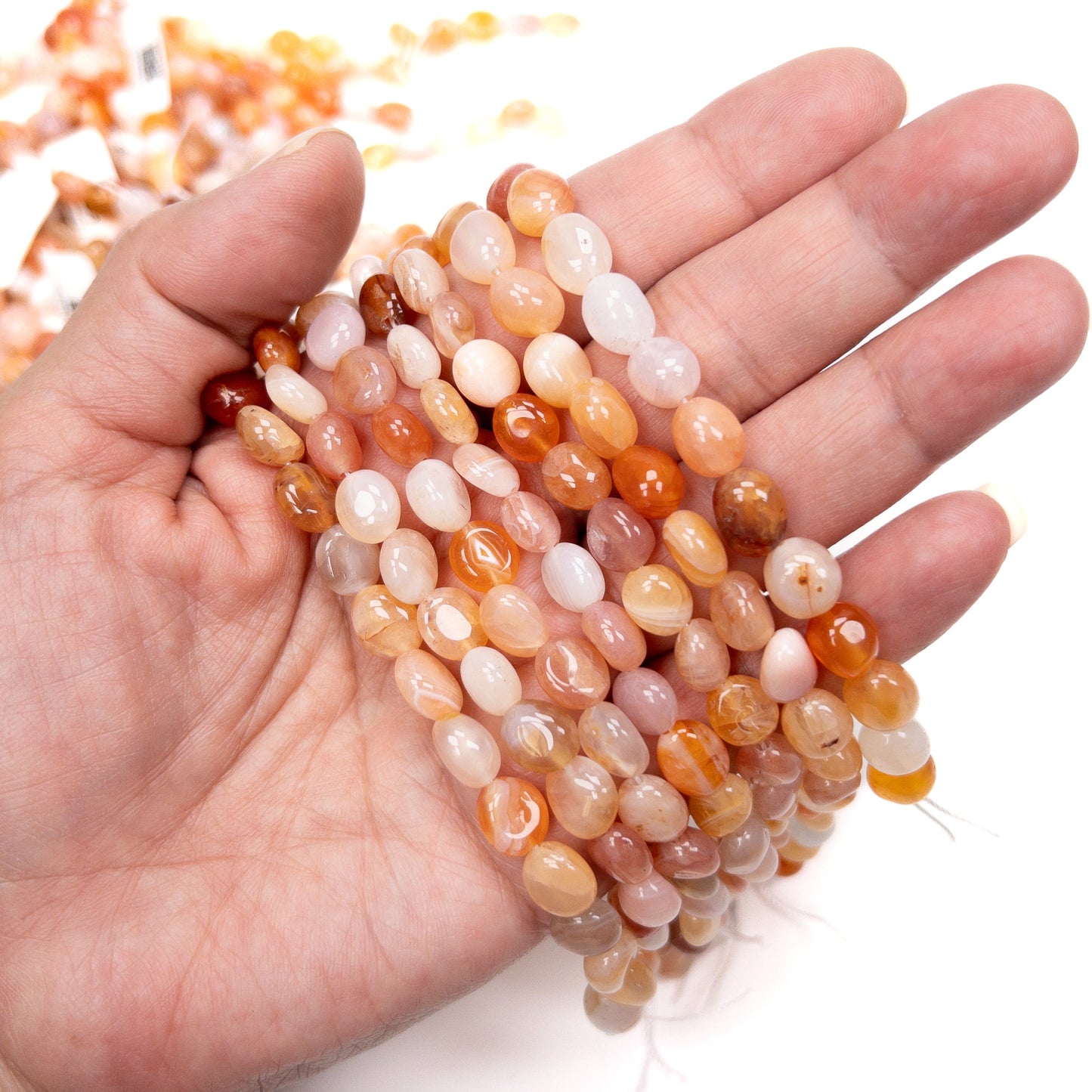 Orange Botswana Agate 8mm Tumbled Nugget Bead - 7.5" Strand