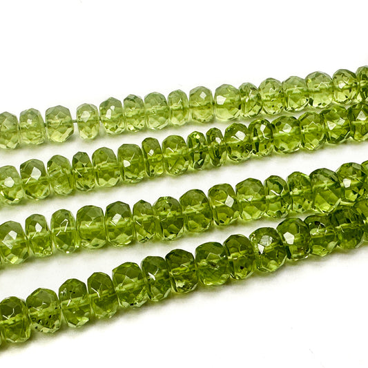 Peridot 3x6mm Faceted Rondelle Bead - 7" Strand (GEM554)